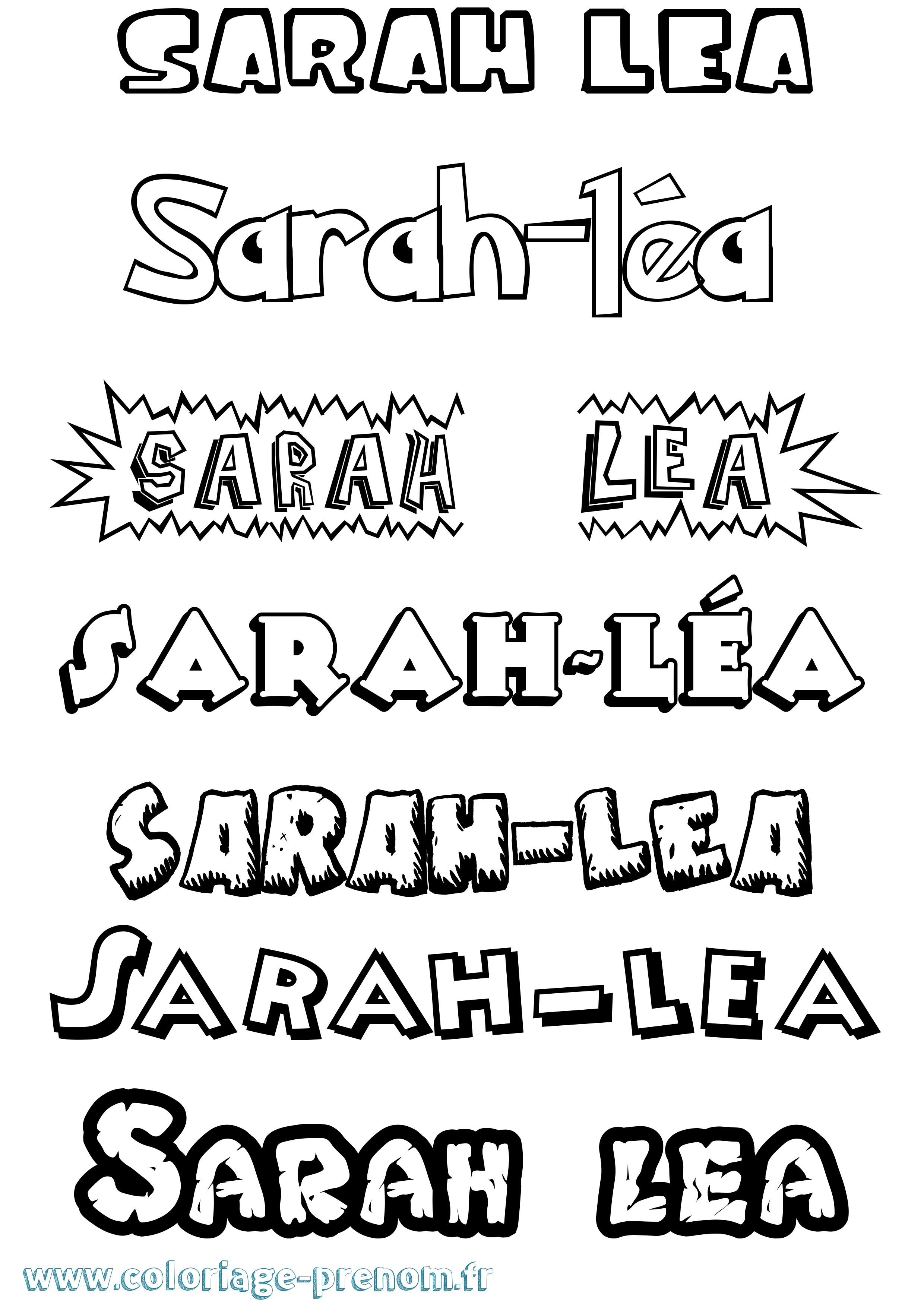 Coloriage Sarah-Léa Dessin Animé Coloriage prénom Sarah-Léa Dessin Animé