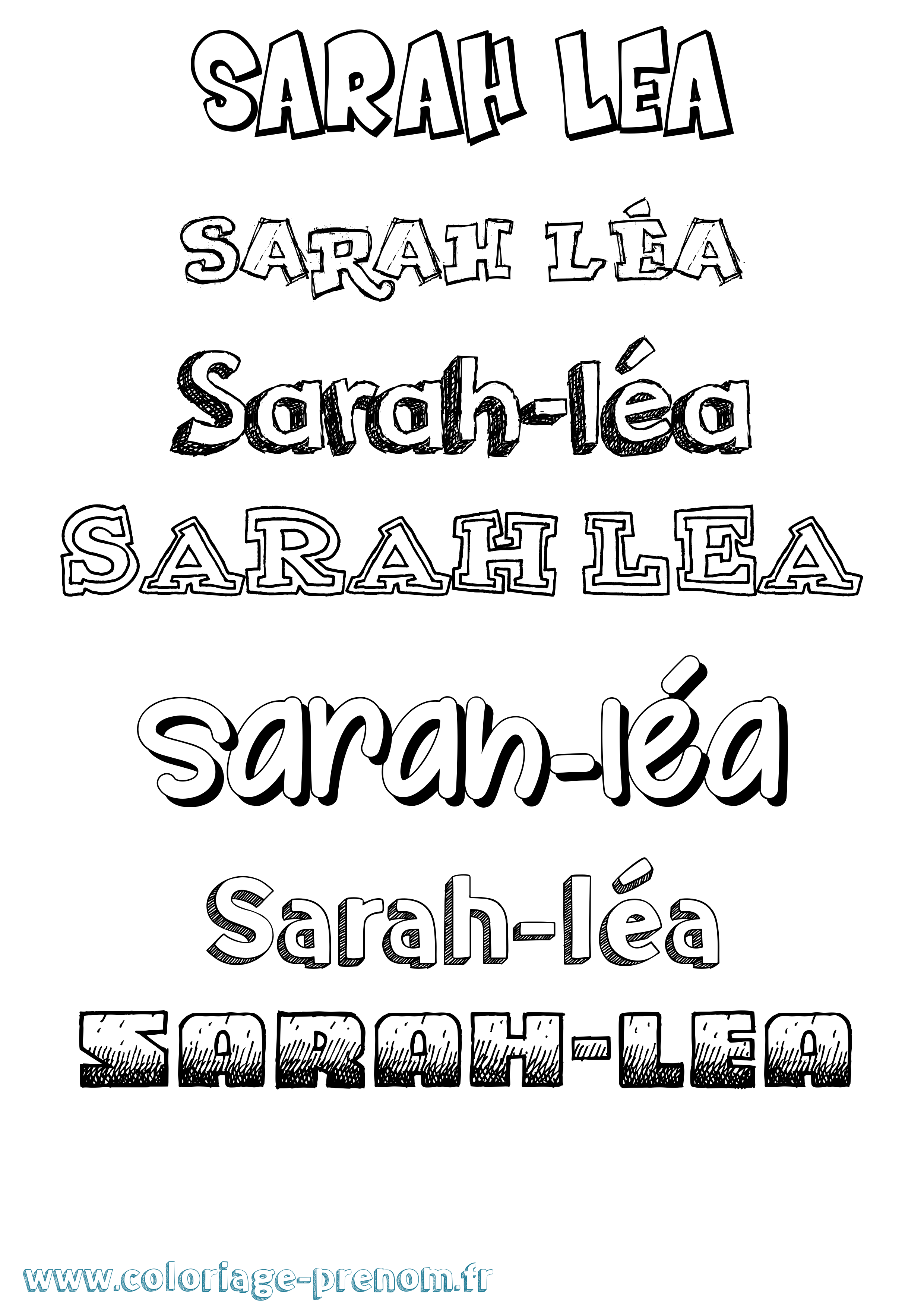 Coloriage Sarah-Léa Dessiné Coloriage prénom Sarah-Léa Dessiné
