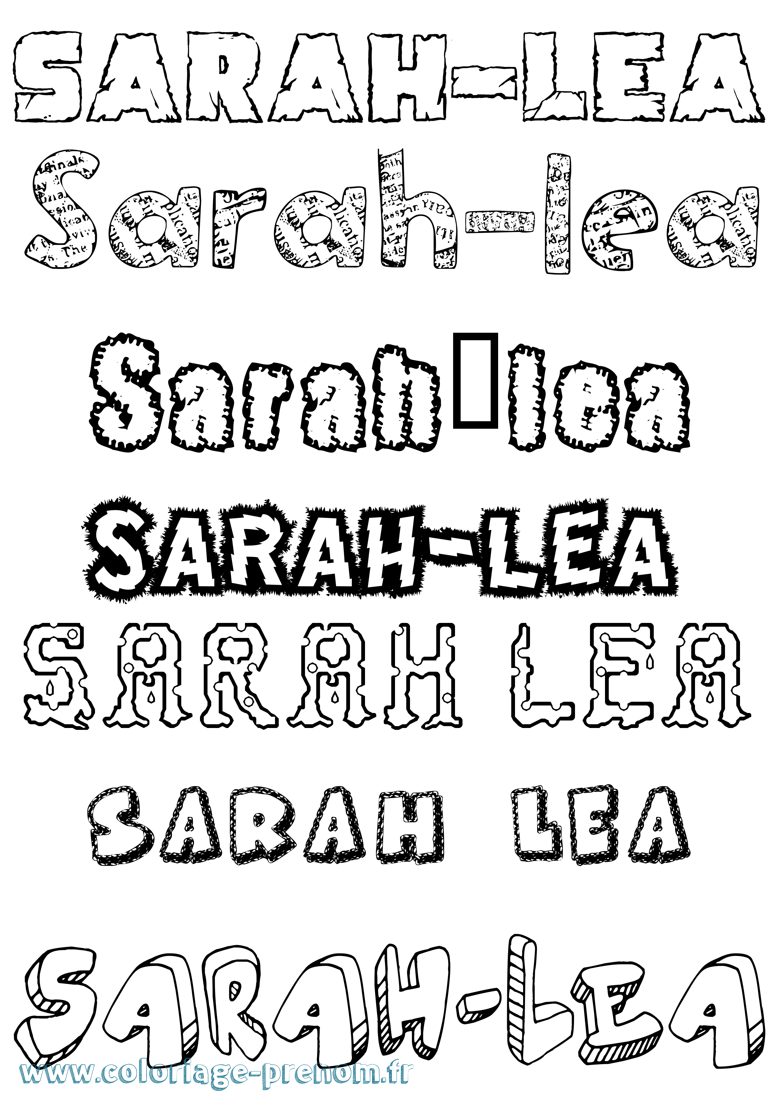 Coloriage Sarah-Léa Destructuré Coloriage prénom Sarah-Léa Destructuré