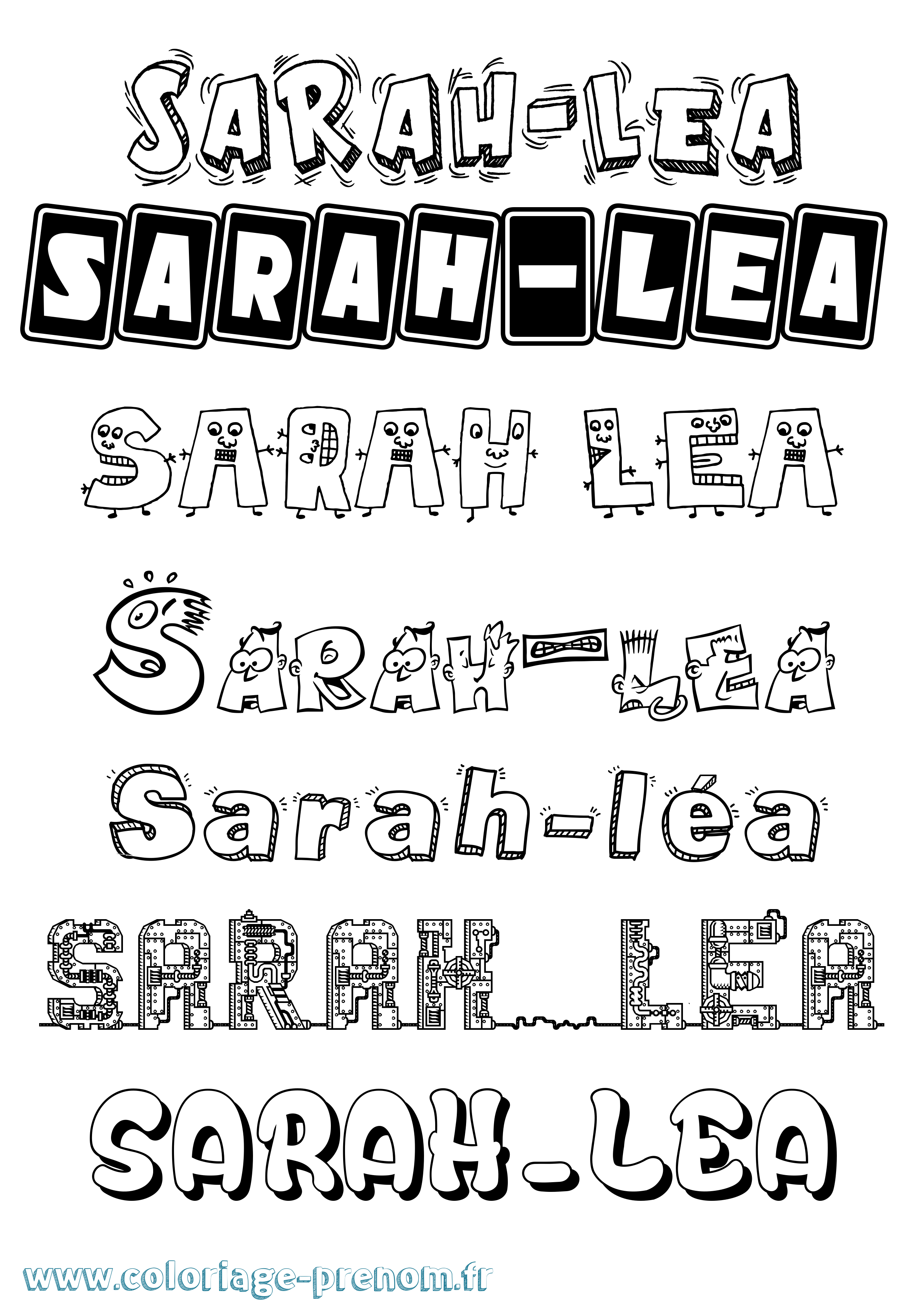 Coloriage Sarah-Léa Fun Coloriage prénom Sarah-Léa Fun