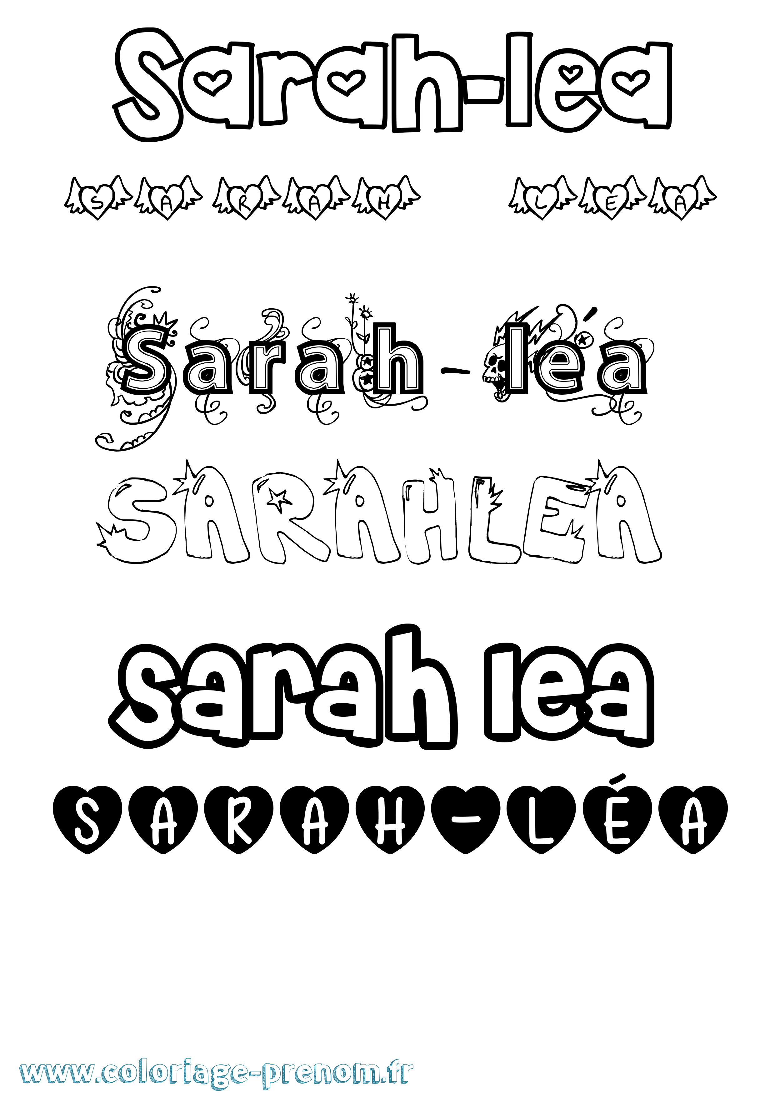 Coloriage Sarah-Léa Girly Coloriage prénom Sarah-Léa Girly