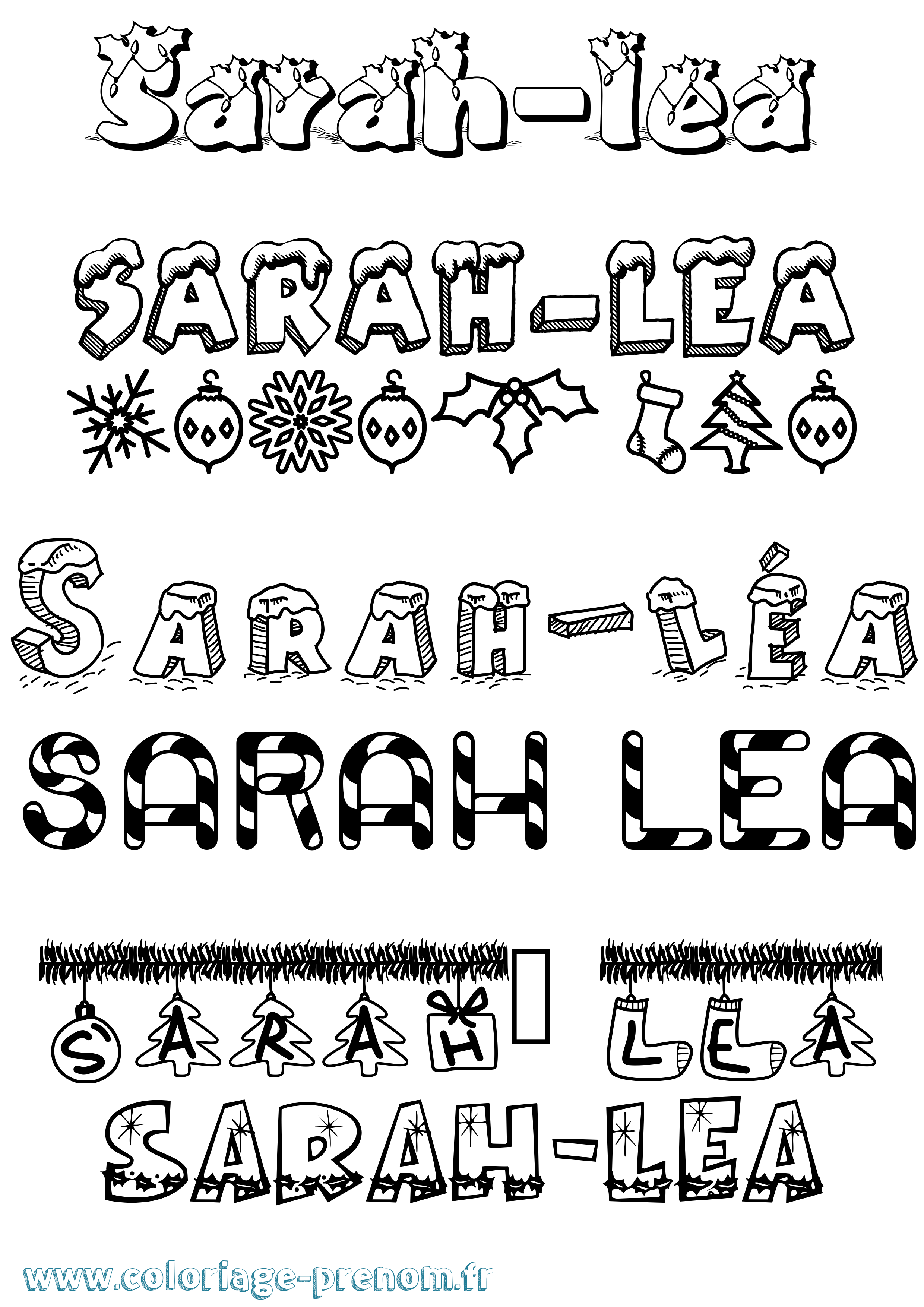 Coloriage Sarah-Léa Noël Coloriage prénom Sarah-Léa Noël