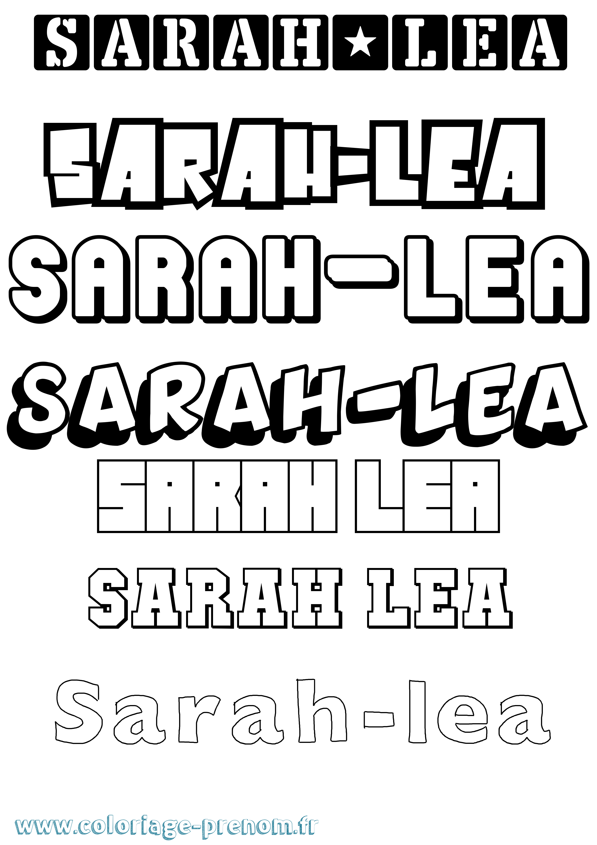 Coloriage Sarah-Léa Simple Coloriage prénom Sarah-Léa Simple