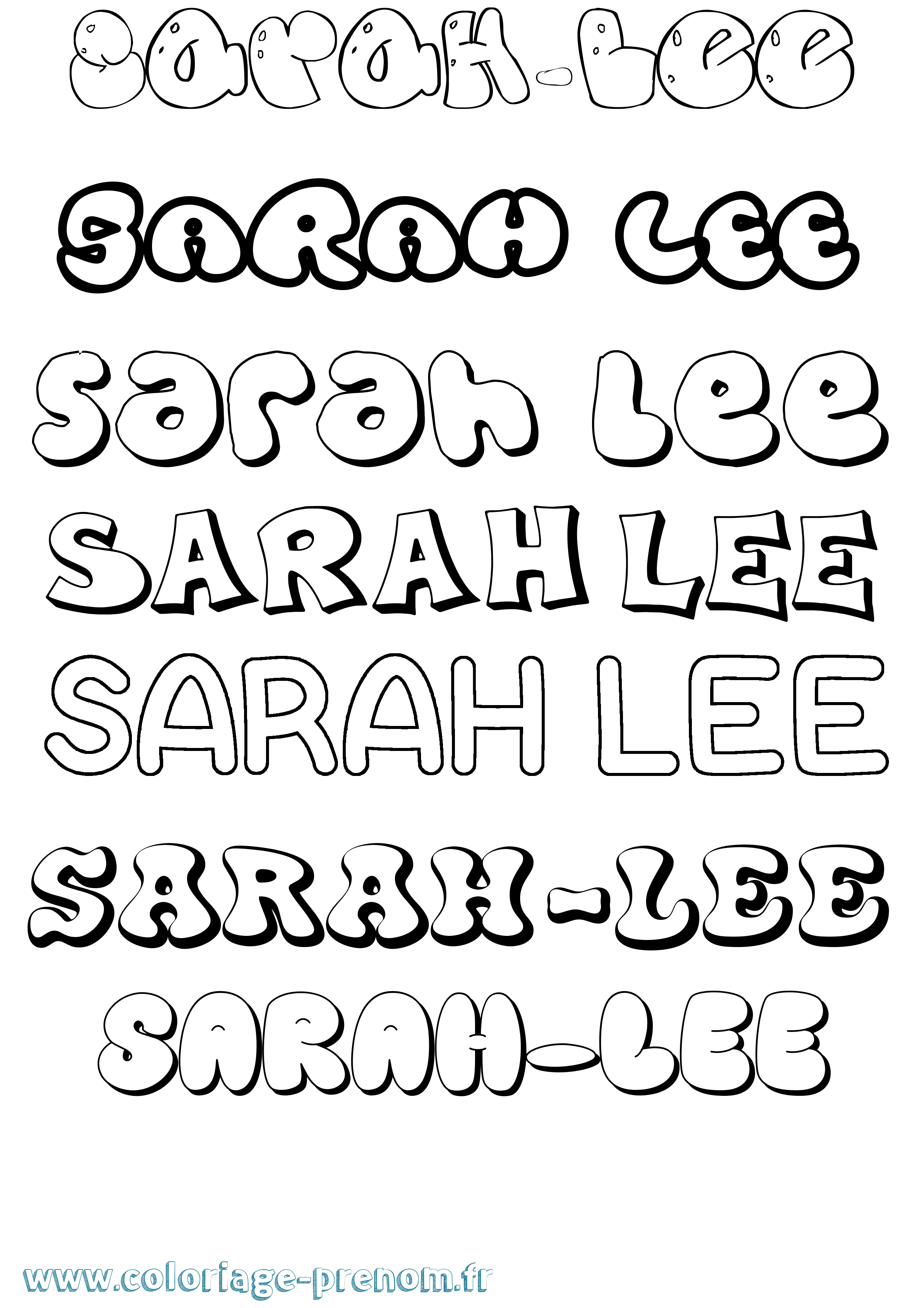 Coloriage Sarah-Lee Bubble Coloriage prénom Sarah-Lee Bubble