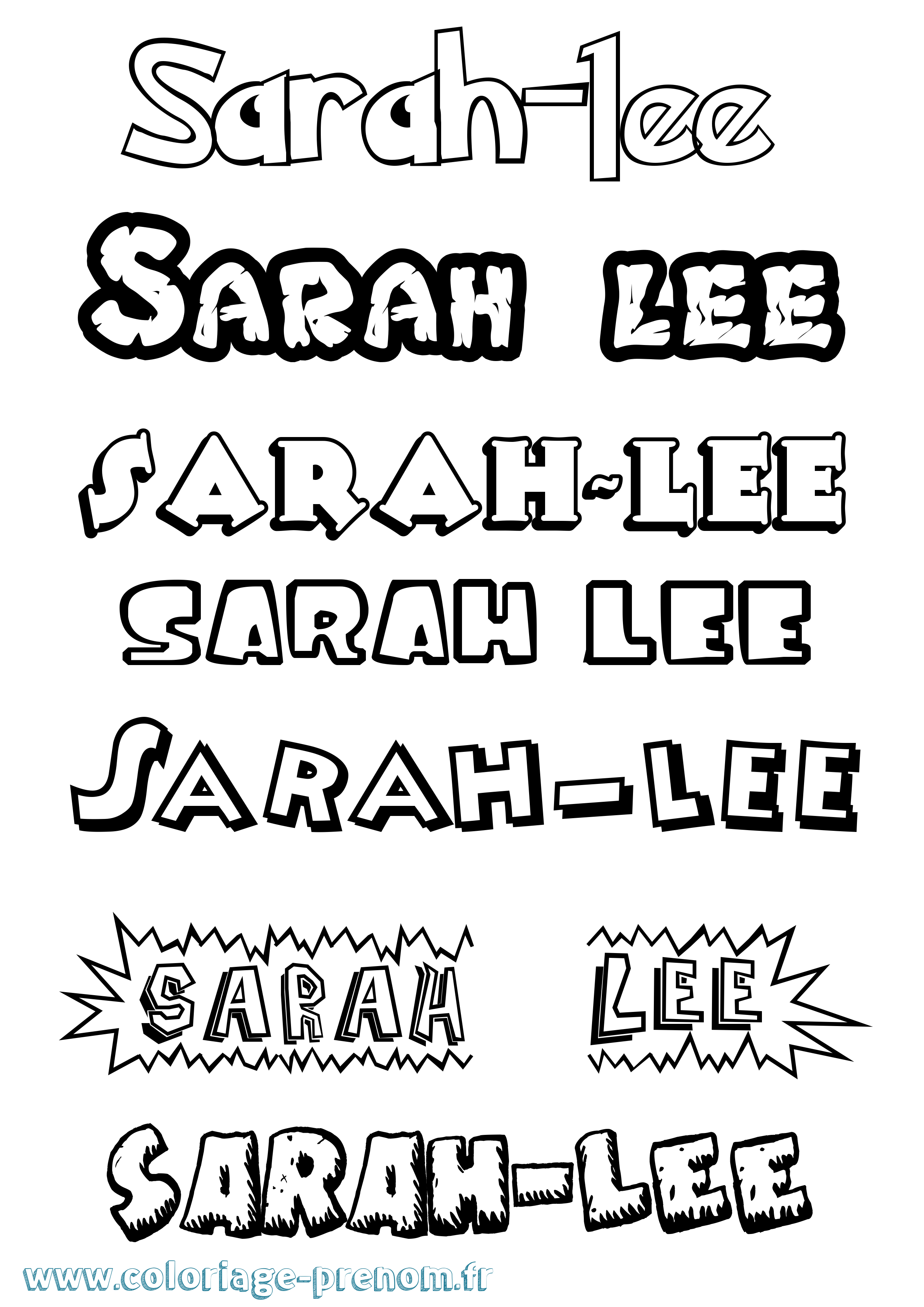 Coloriage Sarah-Lee Dessin Animé Coloriage prénom Sarah-Lee Dessin Animé