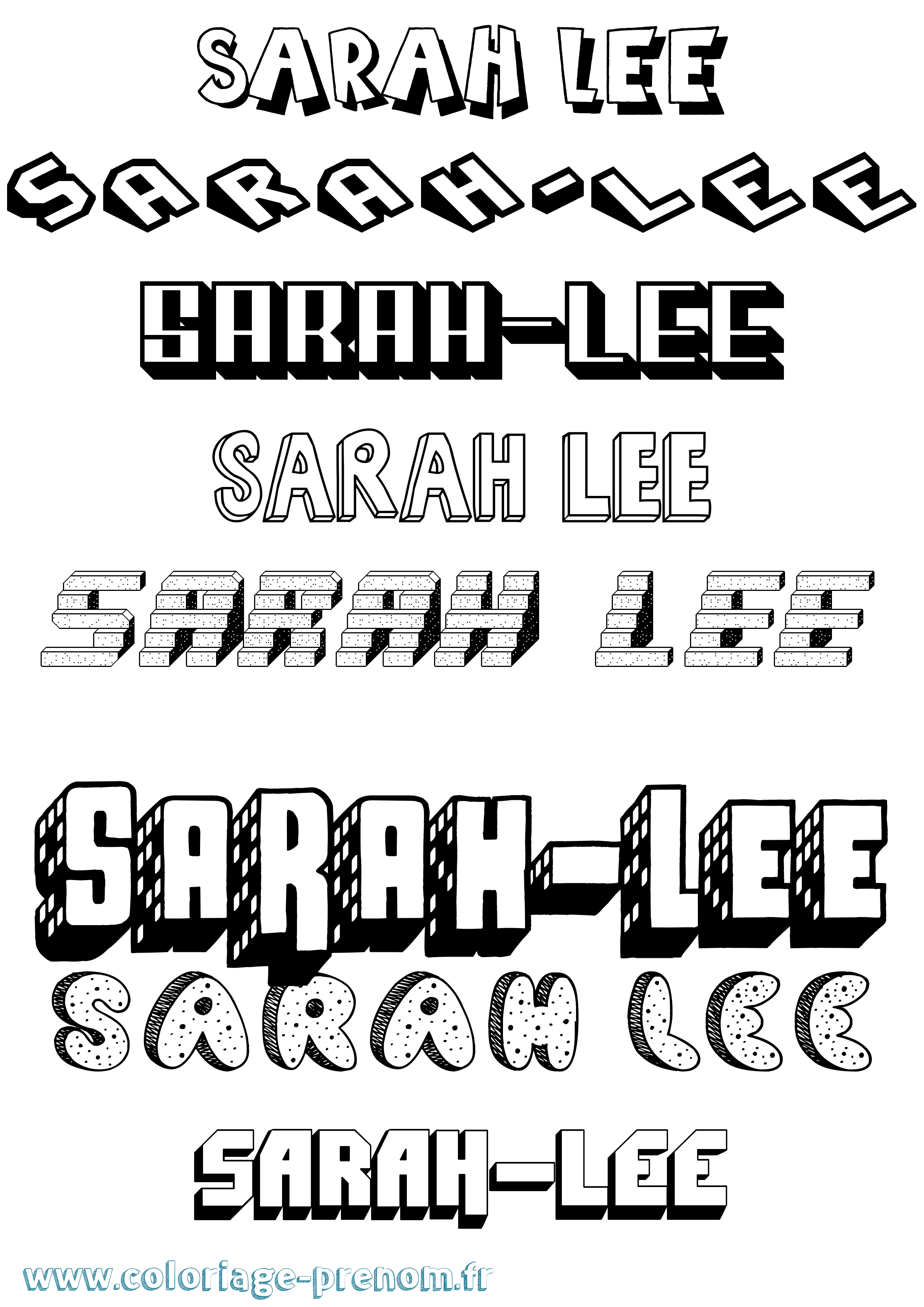 Coloriage Sarah-Lee Effet 3D Coloriage prénom Sarah-Lee Effet 3D