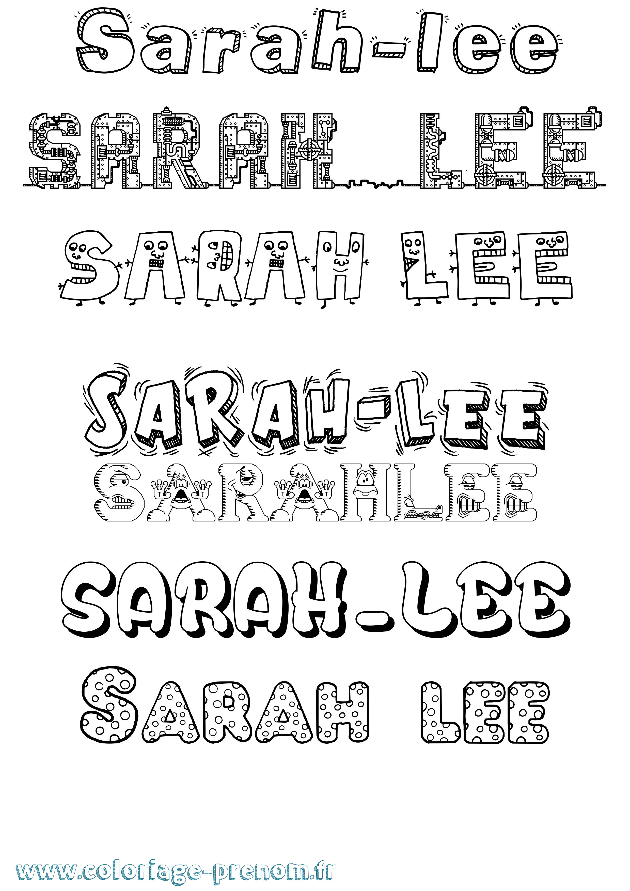 Coloriage Sarah-Lee Fun Coloriage prénom Sarah-Lee Fun
