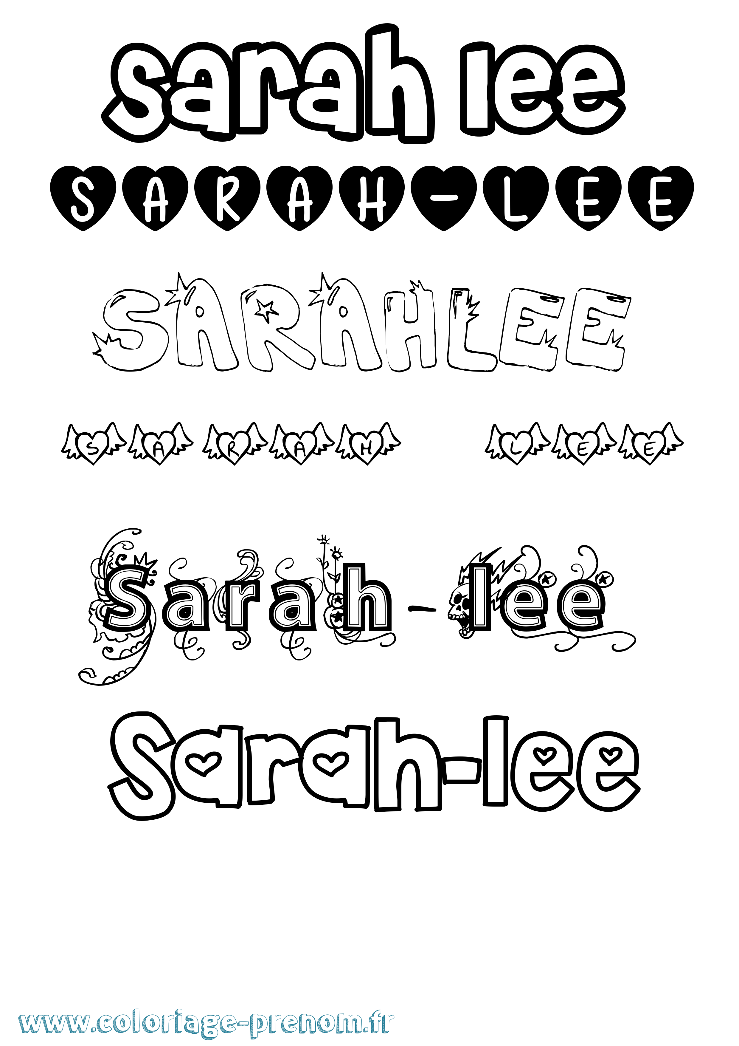 Coloriage Sarah-Lee Girly Coloriage prénom Sarah-Lee Girly