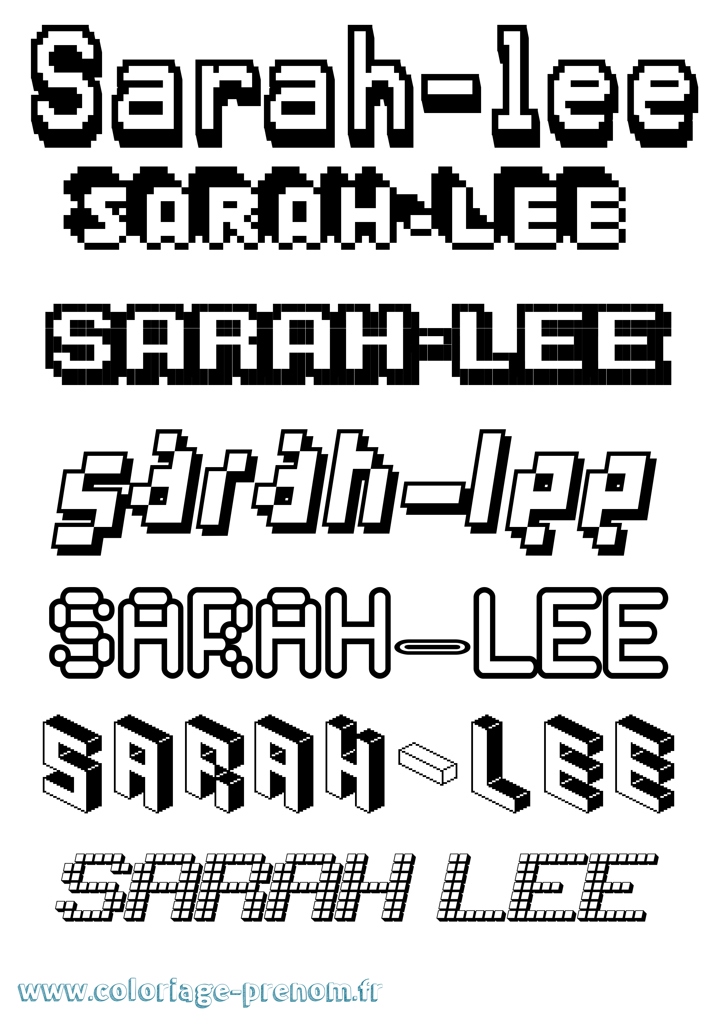 Coloriage Sarah-Lee Pixel Coloriage prénom Sarah-Lee Pixel