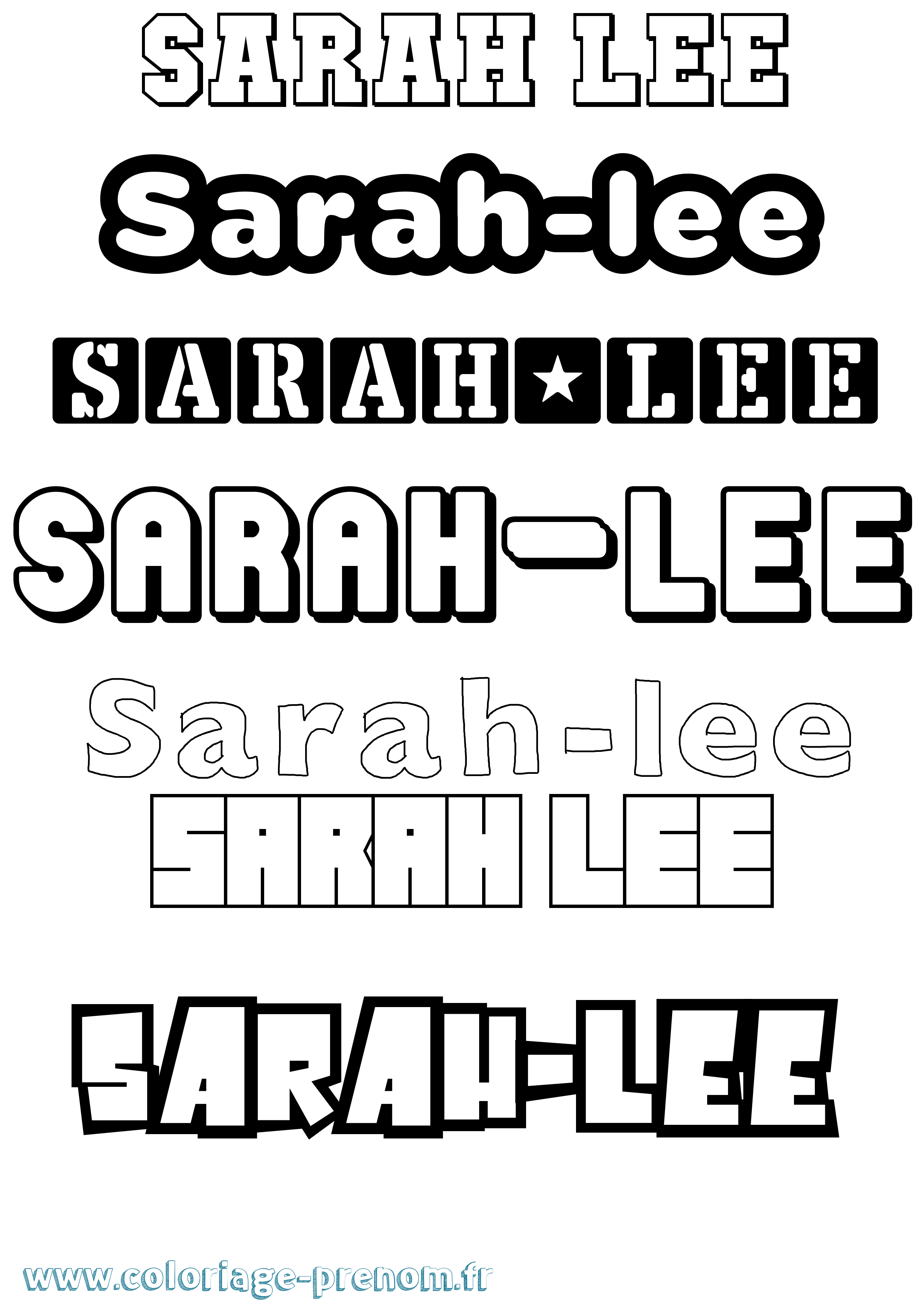 Coloriage Sarah-Lee Simple Coloriage prénom Sarah-Lee Simple