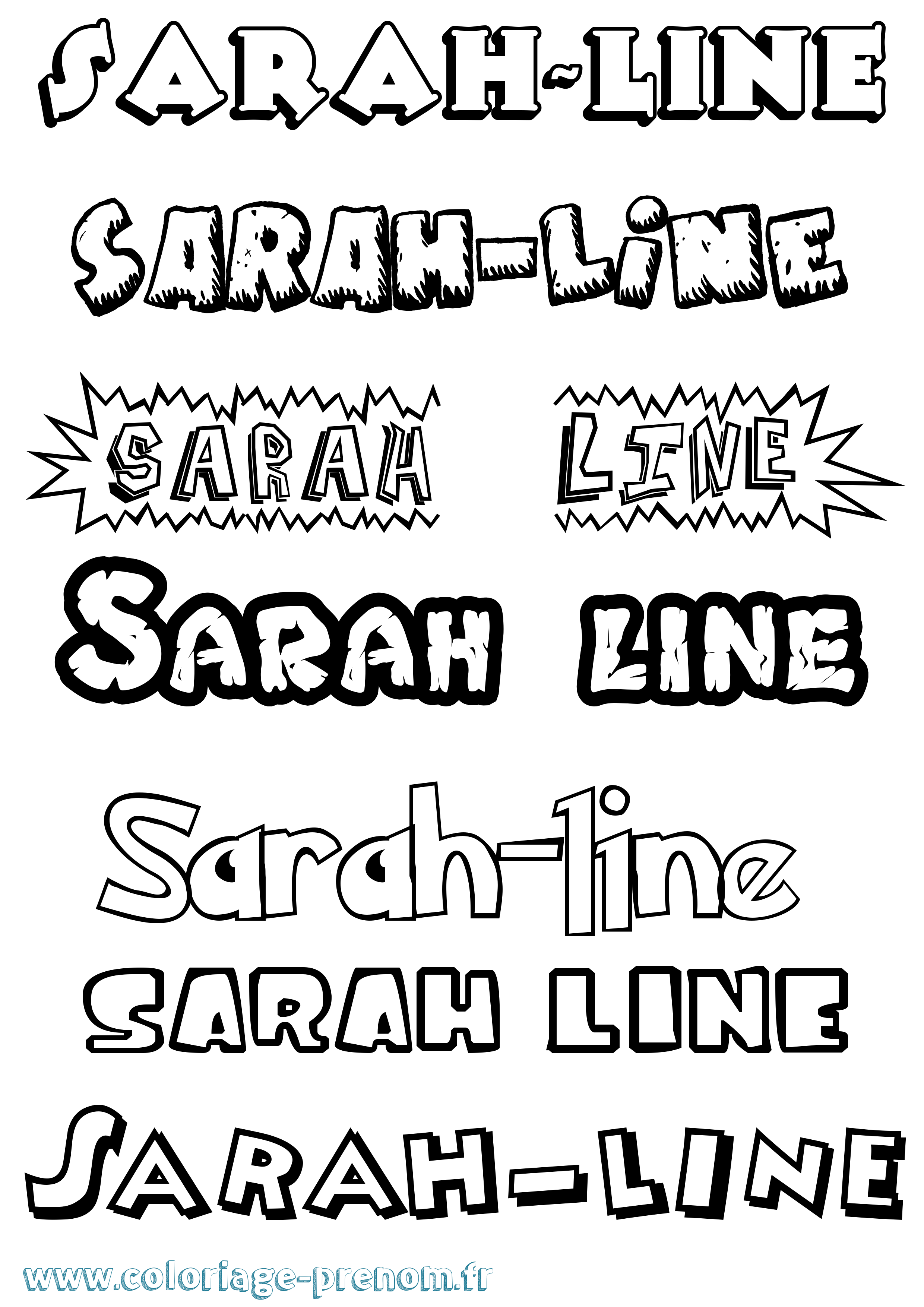 Coloriage Sarah-Line Dessin Animé Coloriage prénom Sarah-Line Dessin Animé