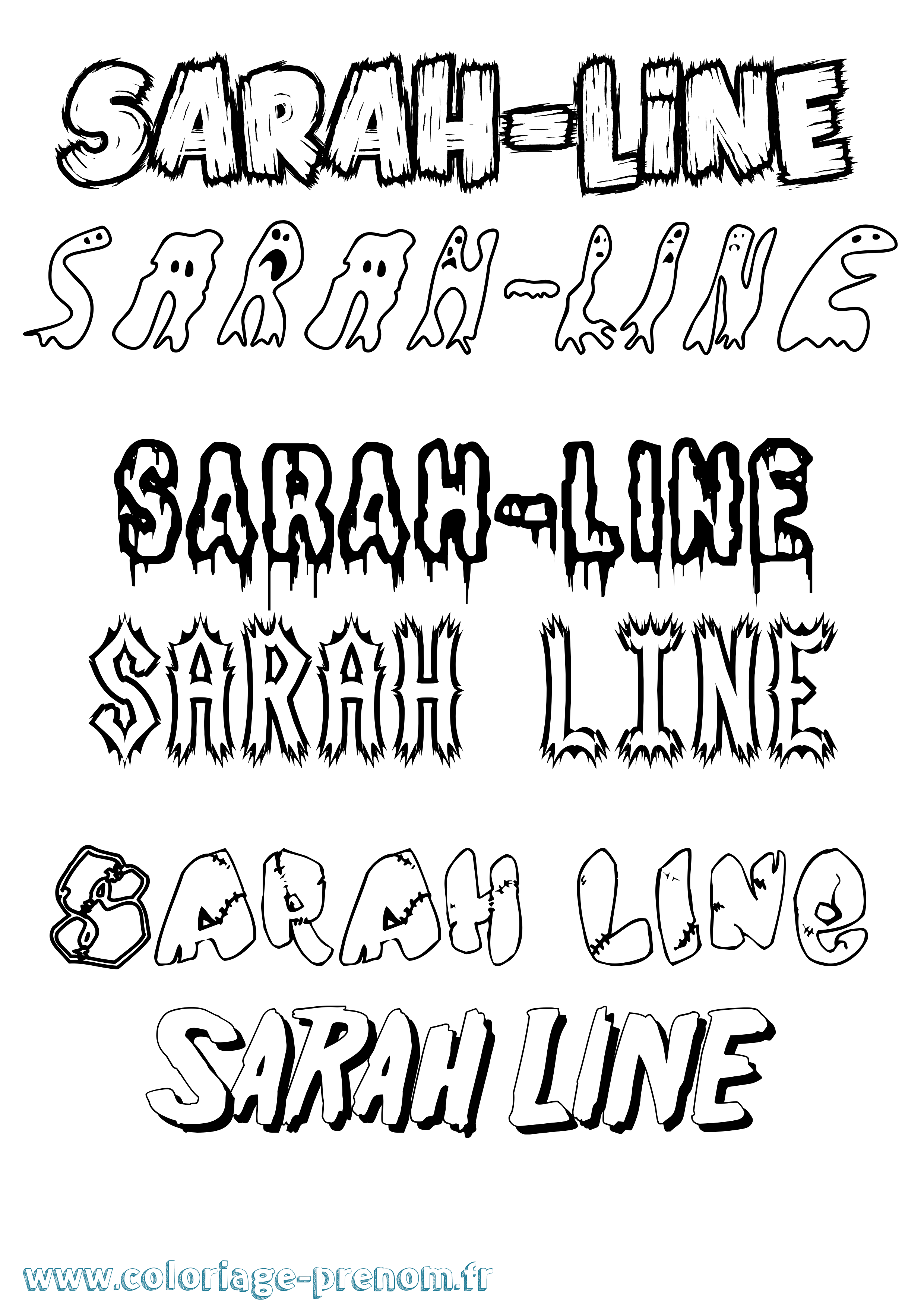 Coloriage Sarah-Line Frisson Coloriage prénom Sarah-Line Frisson