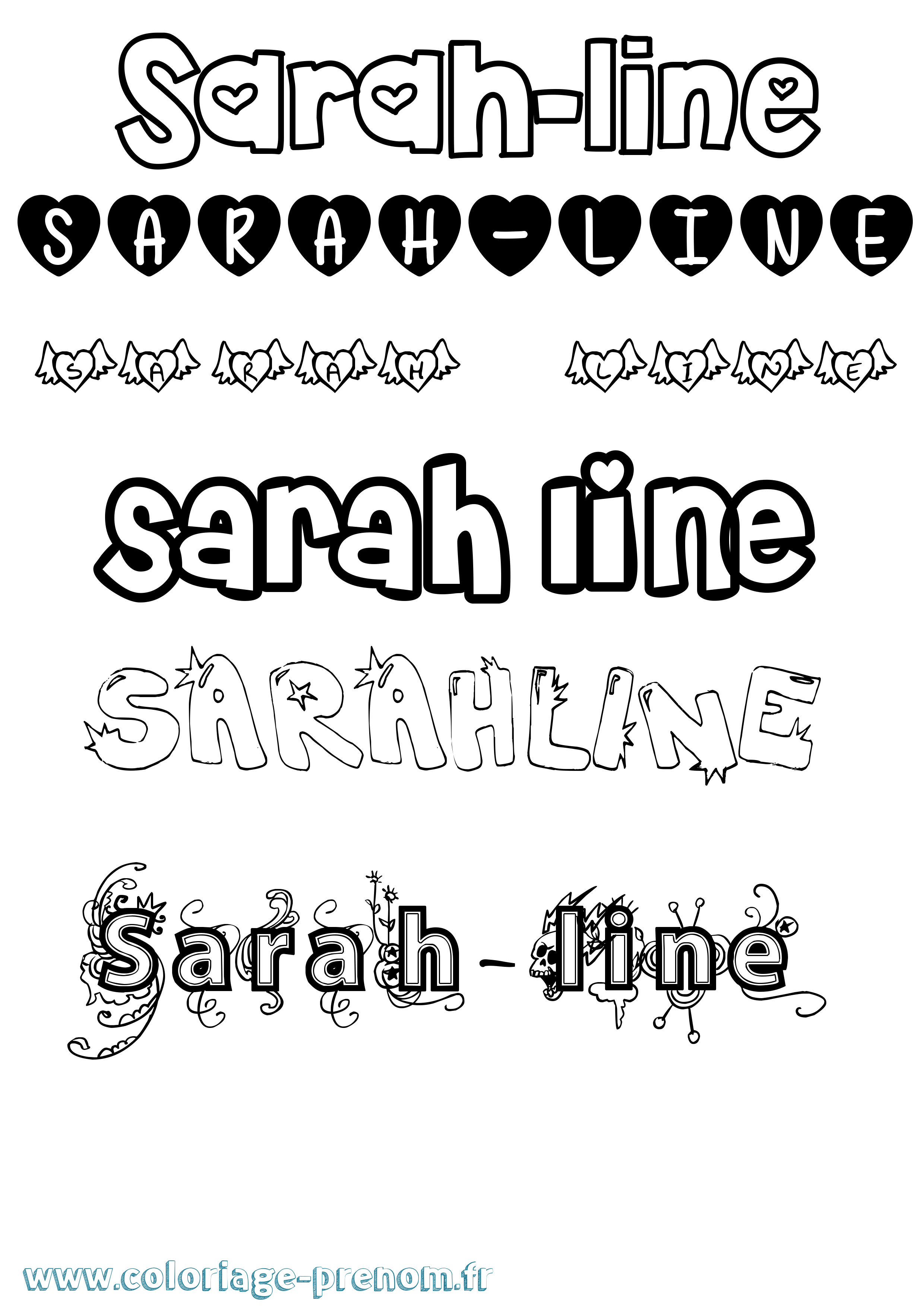 Coloriage Sarah-Line Girly Coloriage prénom Sarah-Line Girly