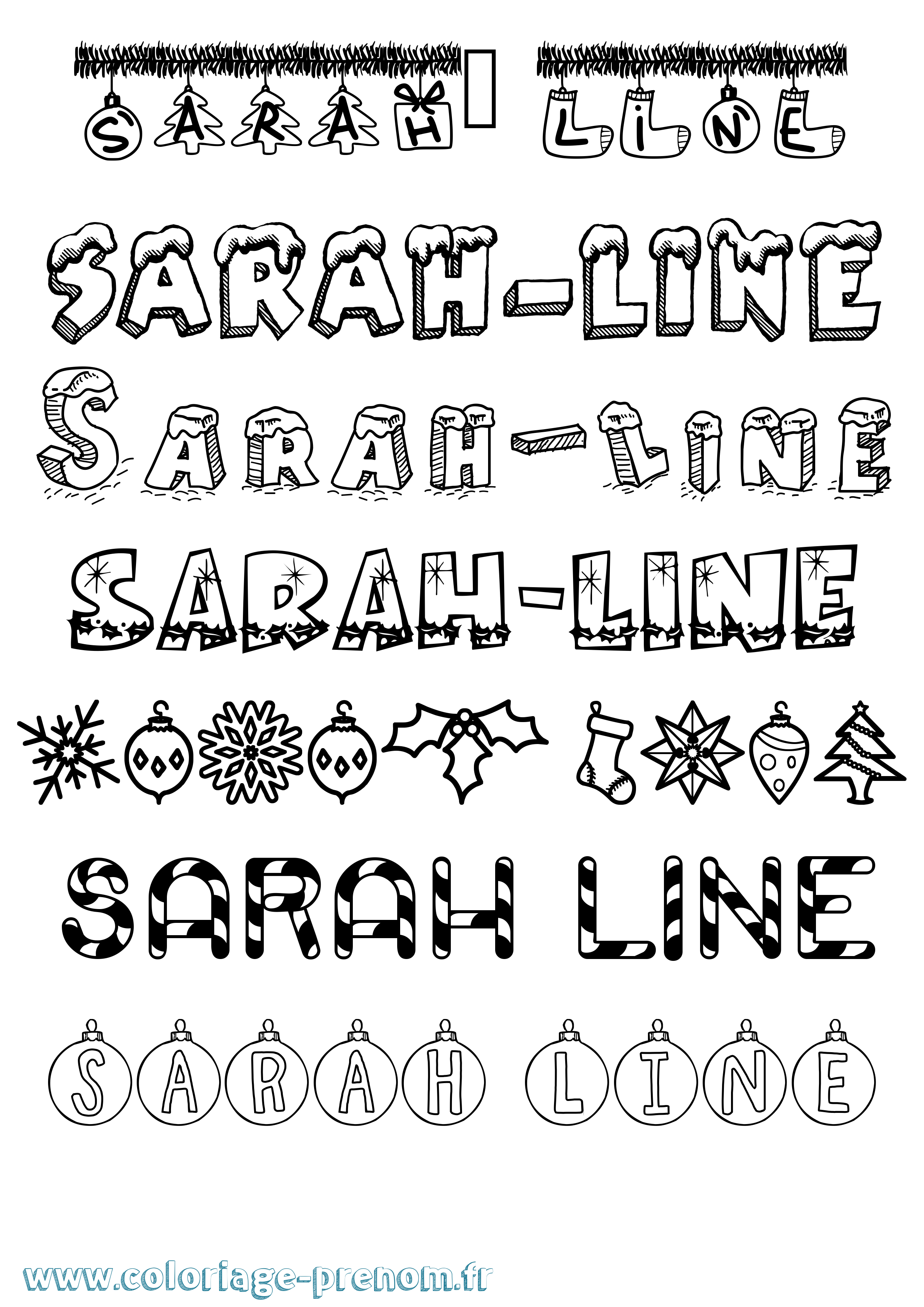 Coloriage Sarah-Line Noël Coloriage prénom Sarah-Line Noël