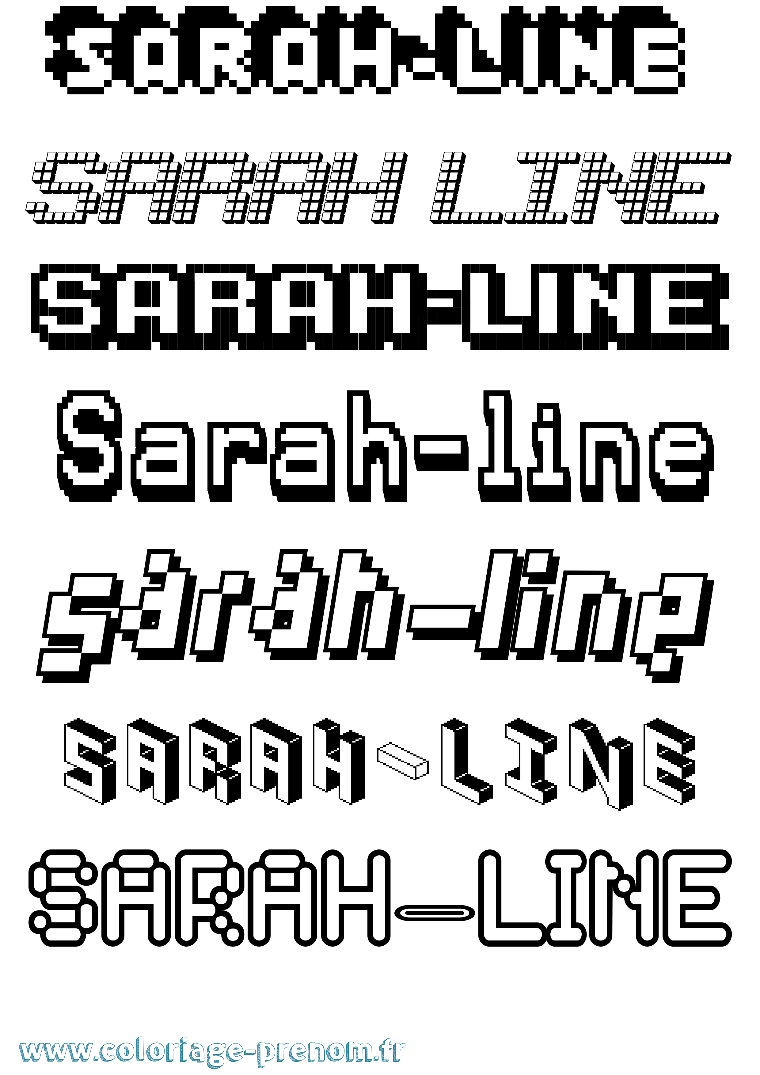 Coloriage Sarah-Line Pixel Coloriage prénom Sarah-Line Pixel