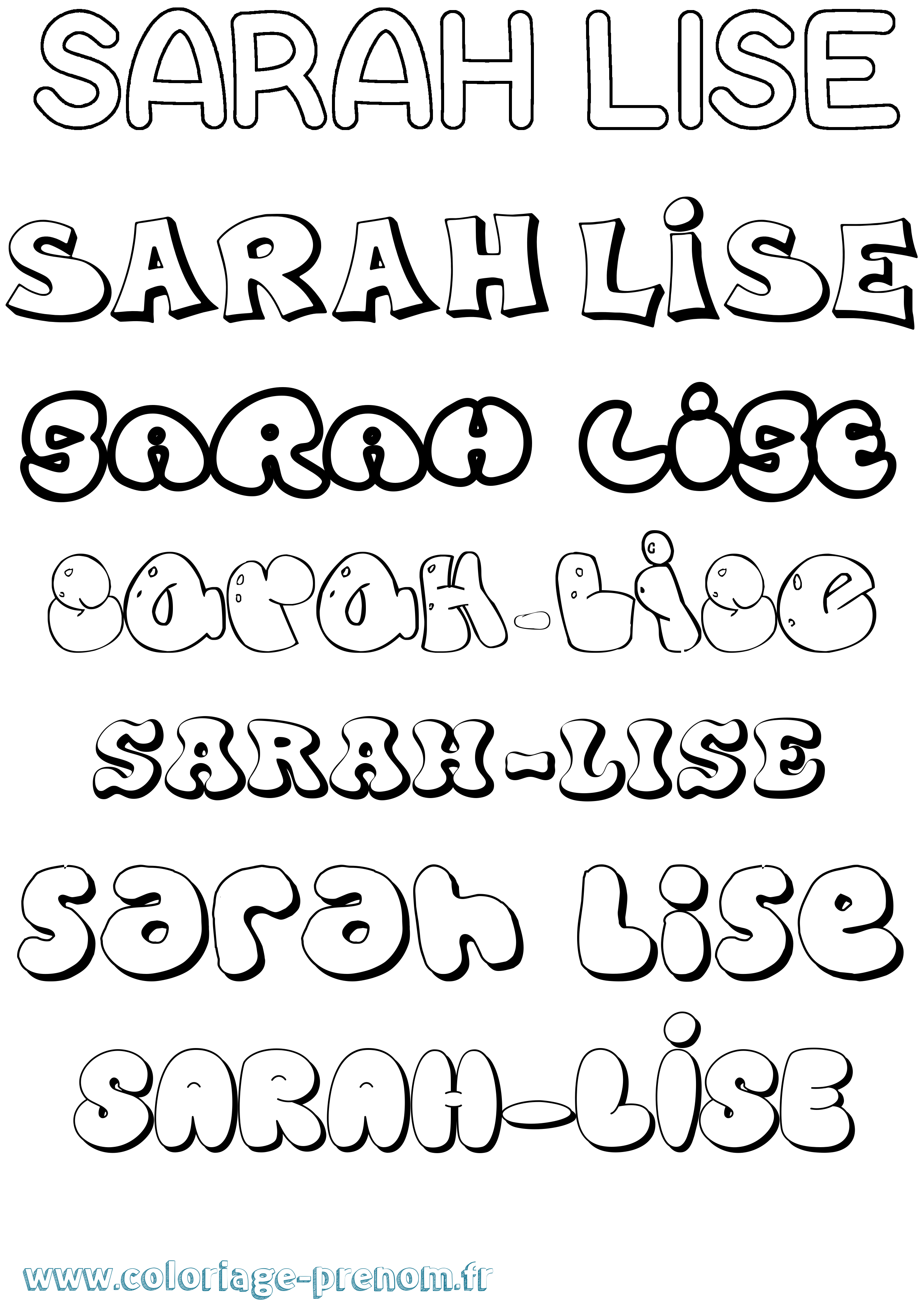 Coloriage Sarah-Lise Bubble Coloriage prénom Sarah-Lise Bubble