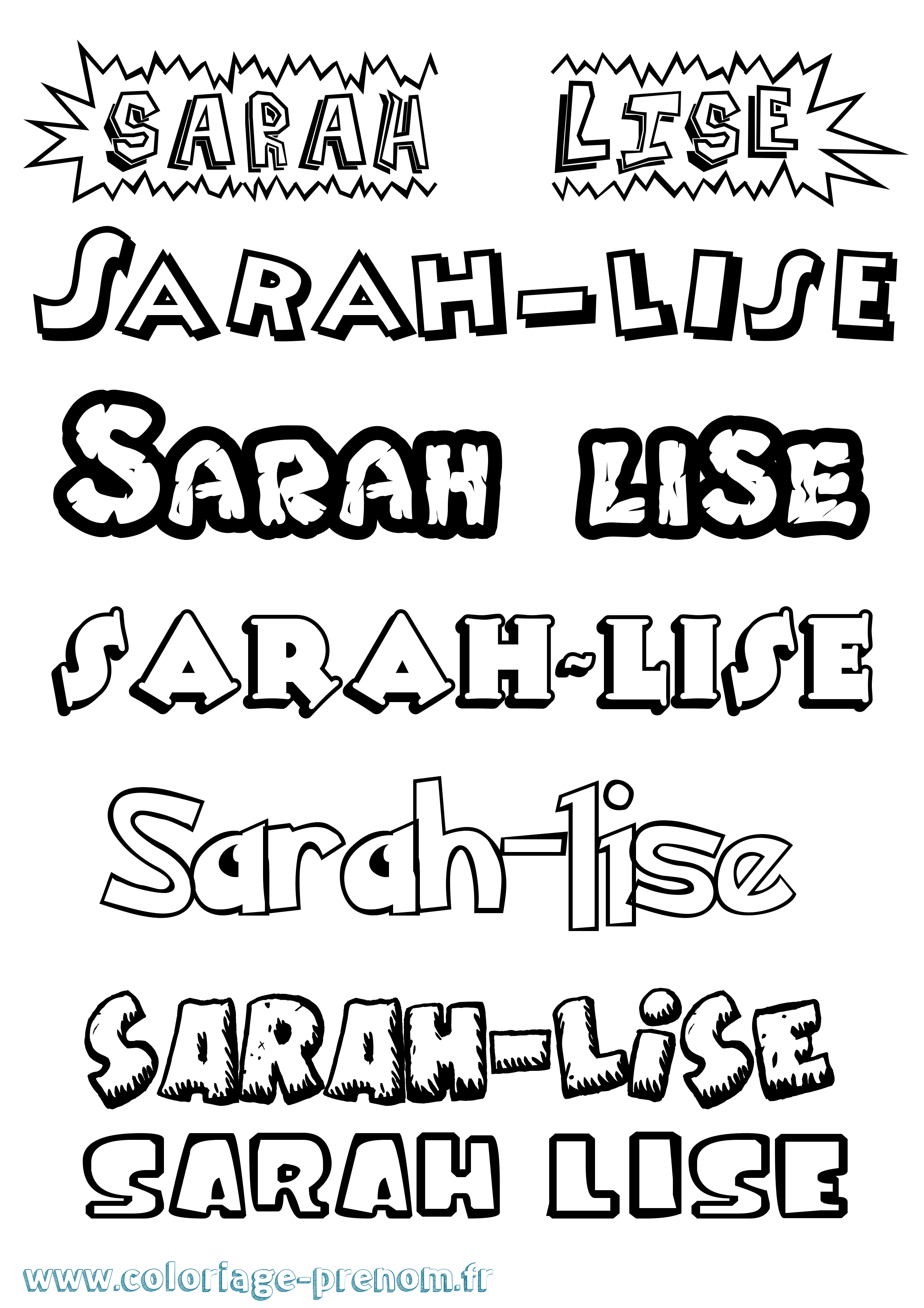 Coloriage Sarah-Lise Dessin Animé Coloriage prénom Sarah-Lise Dessin Animé