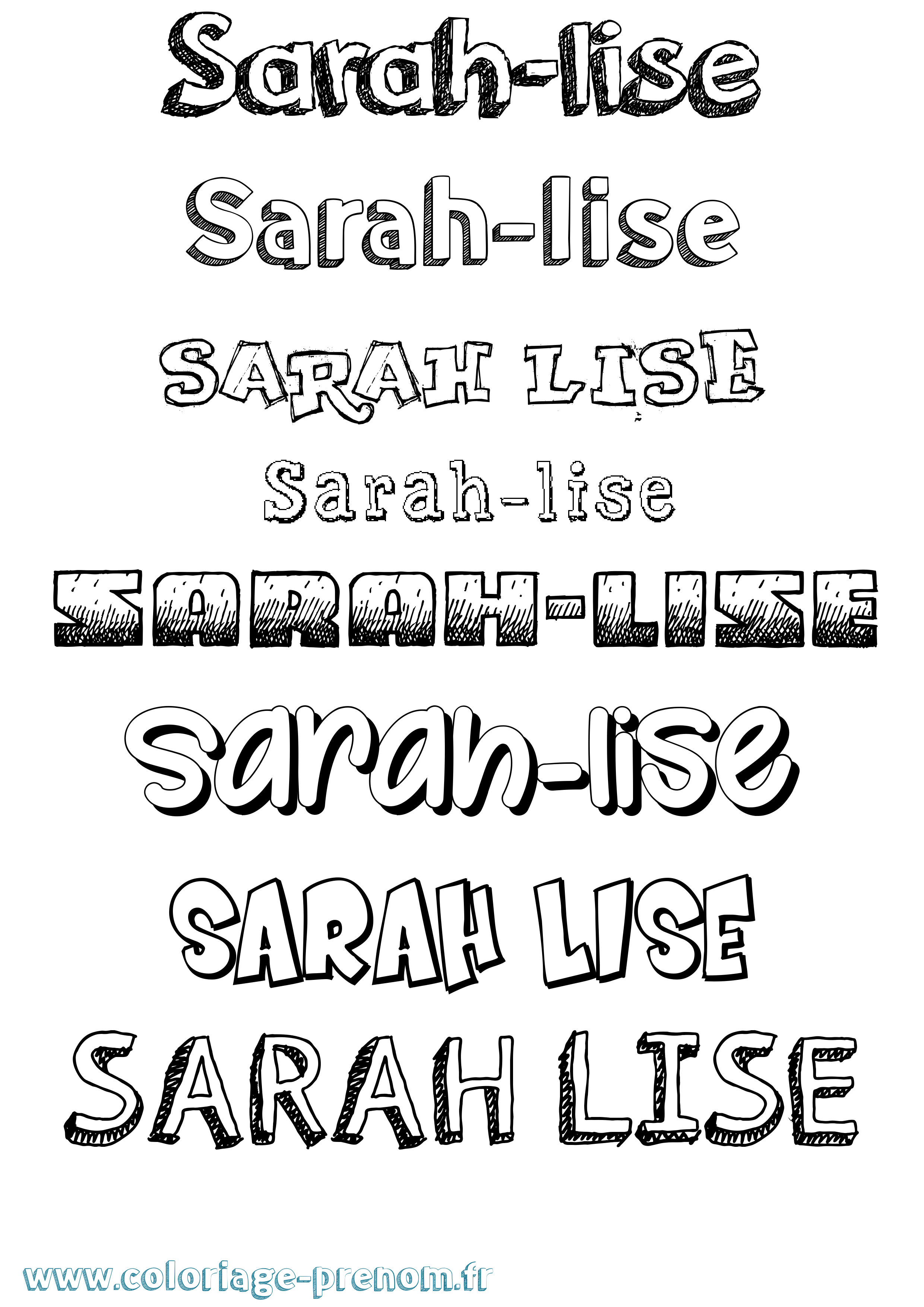 Coloriage Sarah-Lise Dessiné Coloriage prénom Sarah-Lise Dessiné
