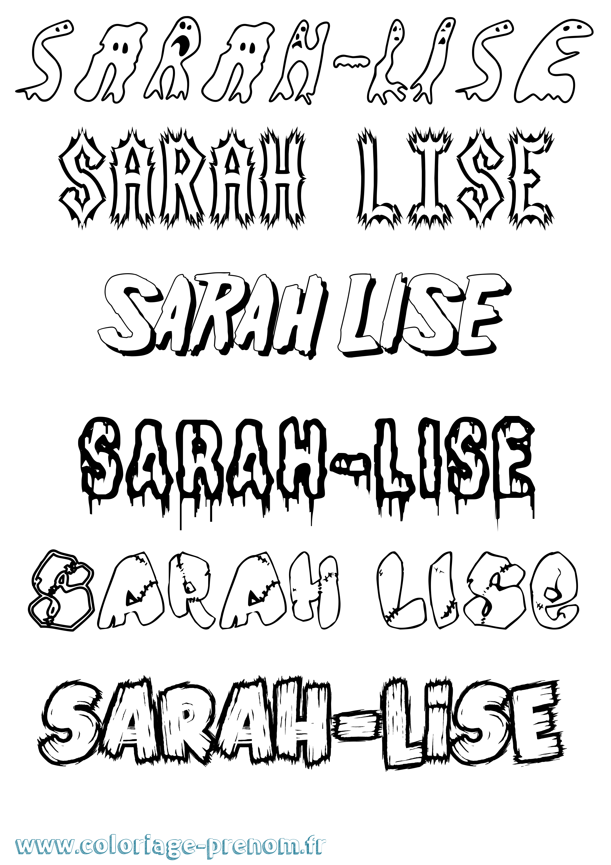 Coloriage Sarah-Lise Frisson Coloriage prénom Sarah-Lise Frisson