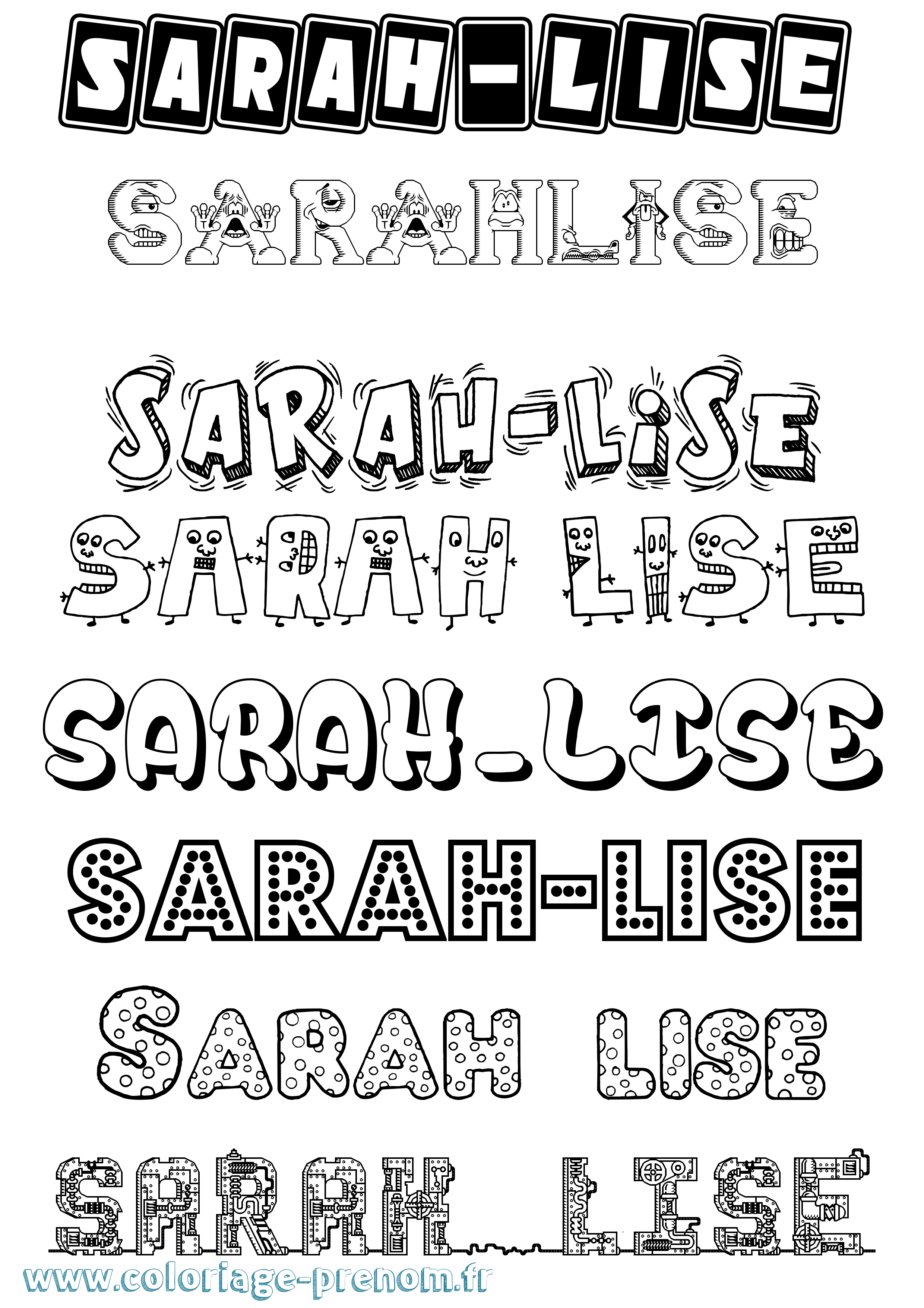 Coloriage Sarah-Lise Fun Coloriage prénom Sarah-Lise Fun