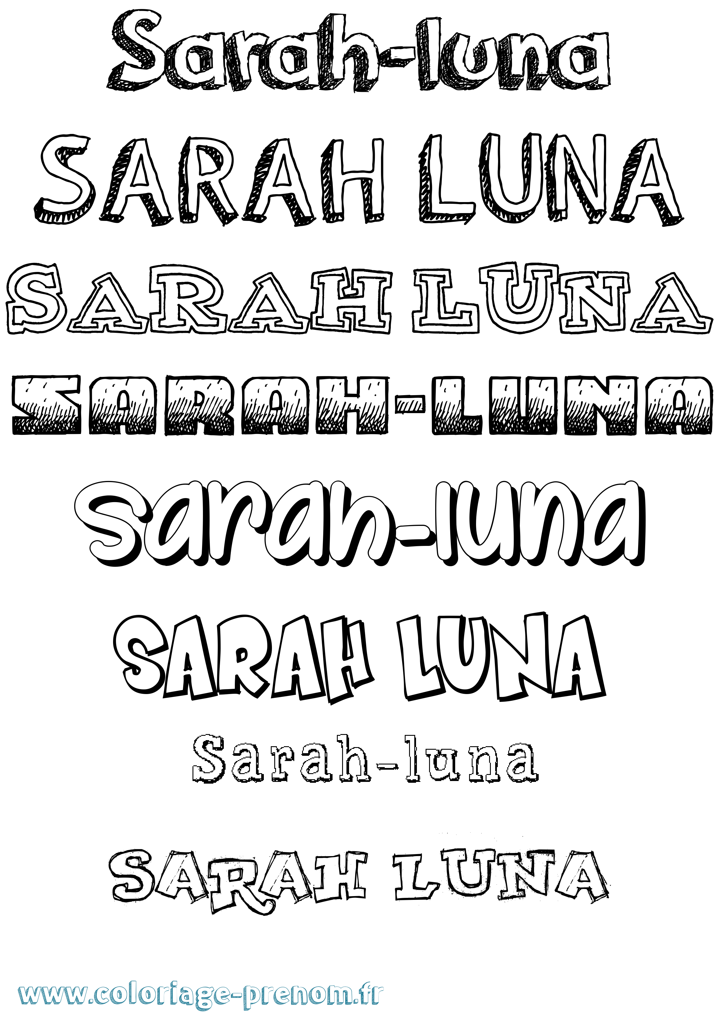 Coloriage Sarah-Luna Dessiné Coloriage prénom Sarah-Luna Dessiné