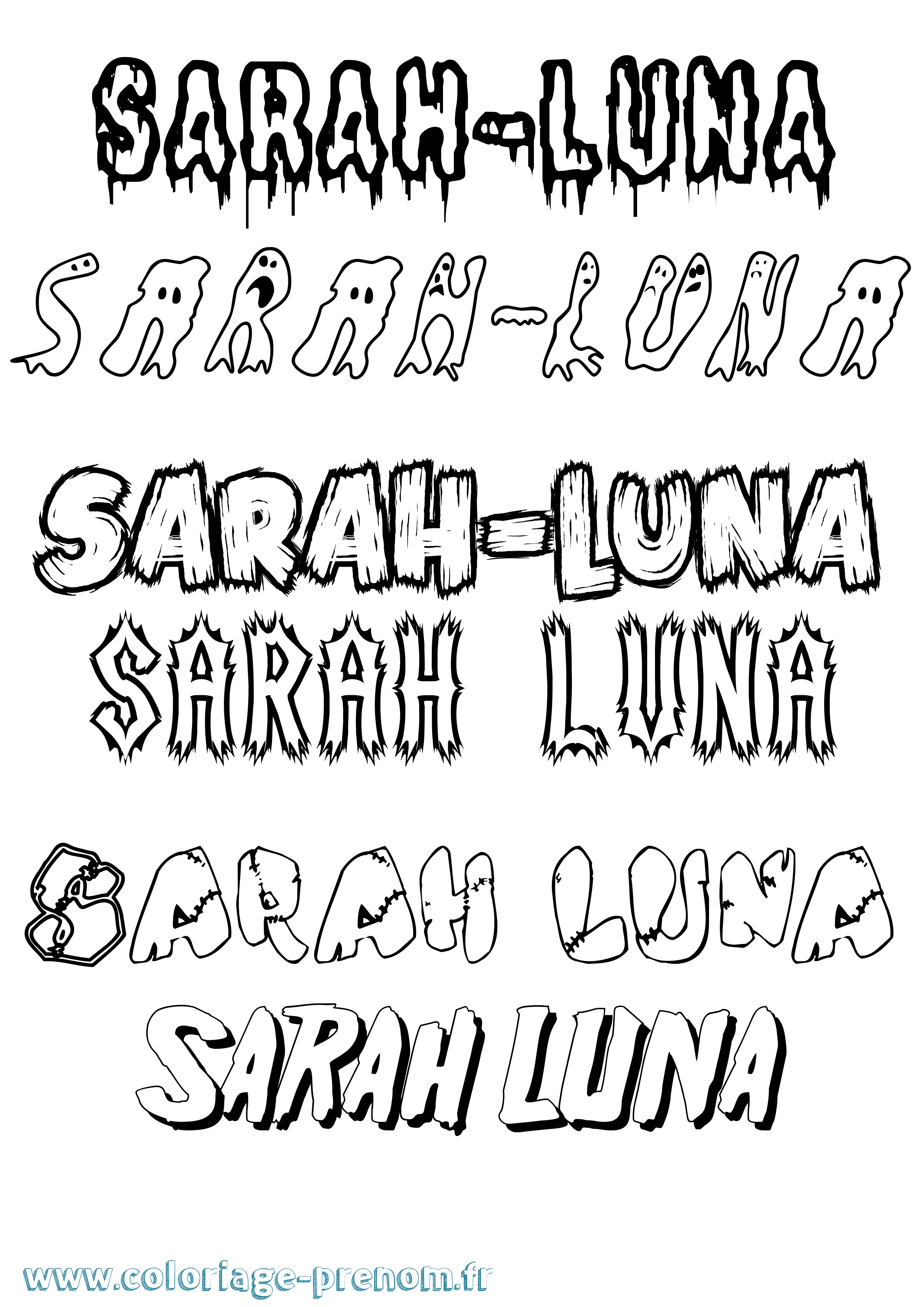 Coloriage Sarah-Luna Frisson Coloriage prénom Sarah-Luna Frisson