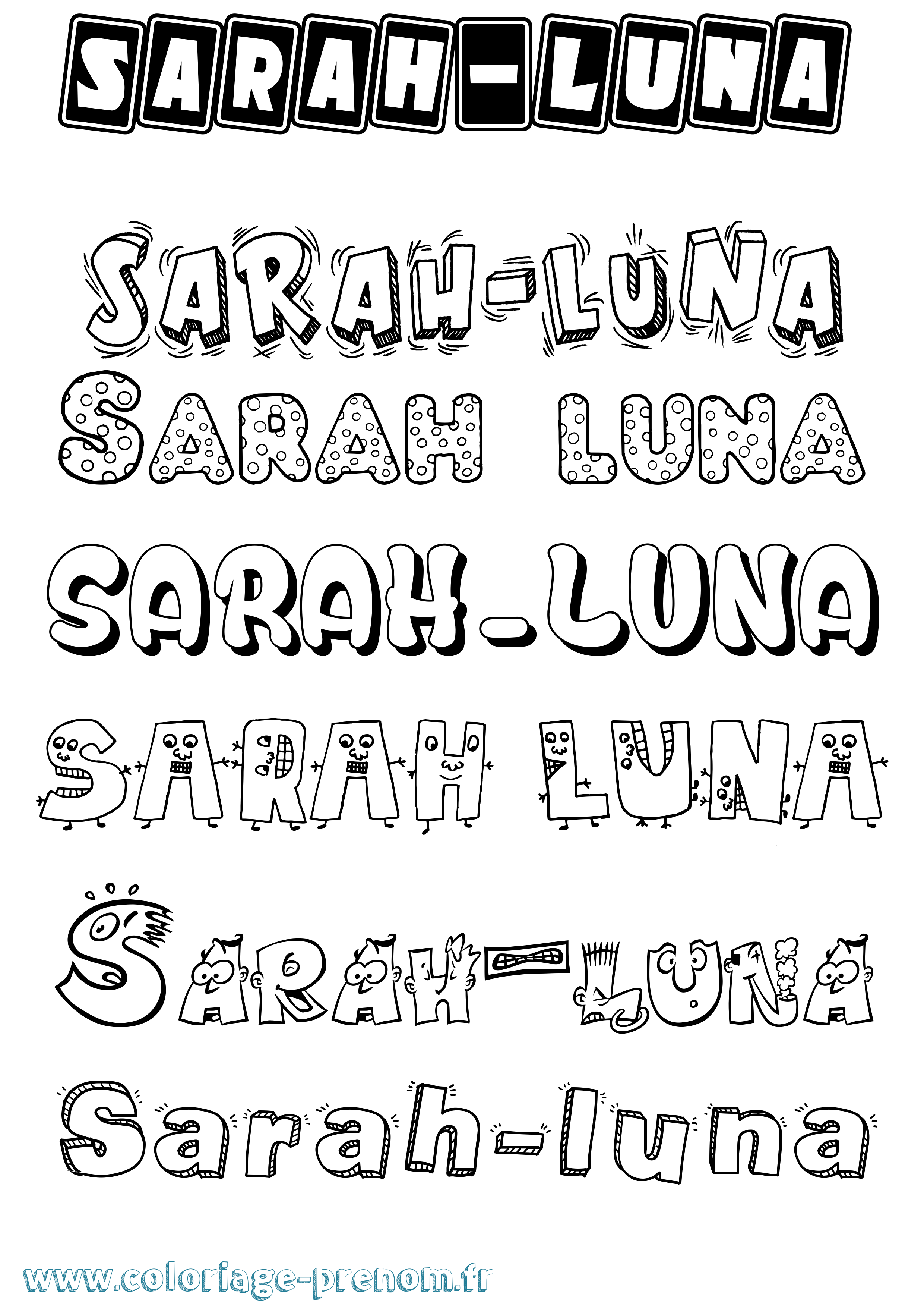 Coloriage Sarah-Luna Fun Coloriage prénom Sarah-Luna Fun