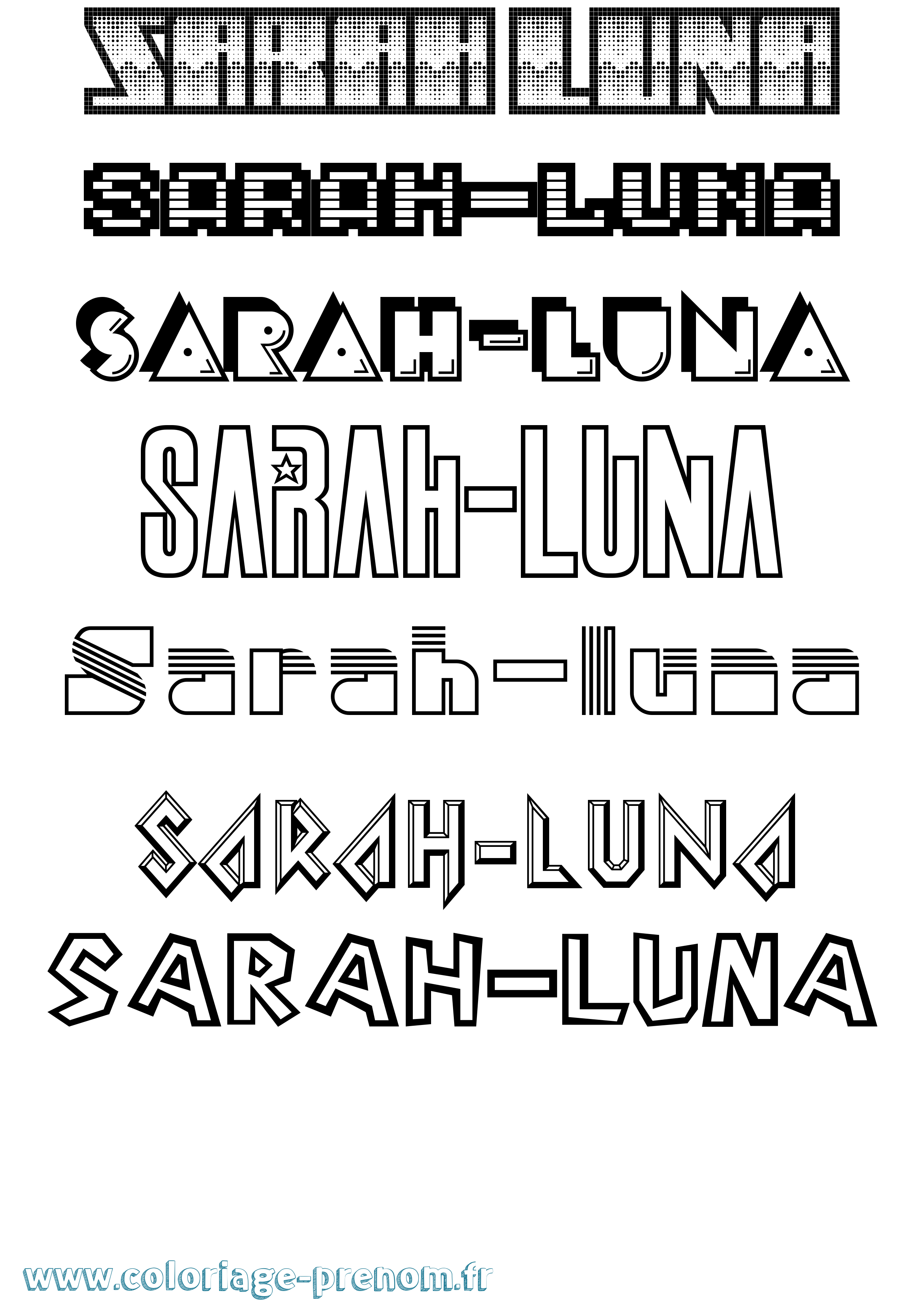 Coloriage Sarah-Luna Jeux Vidéos Coloriage prénom Sarah-Luna Jeux Vidéos