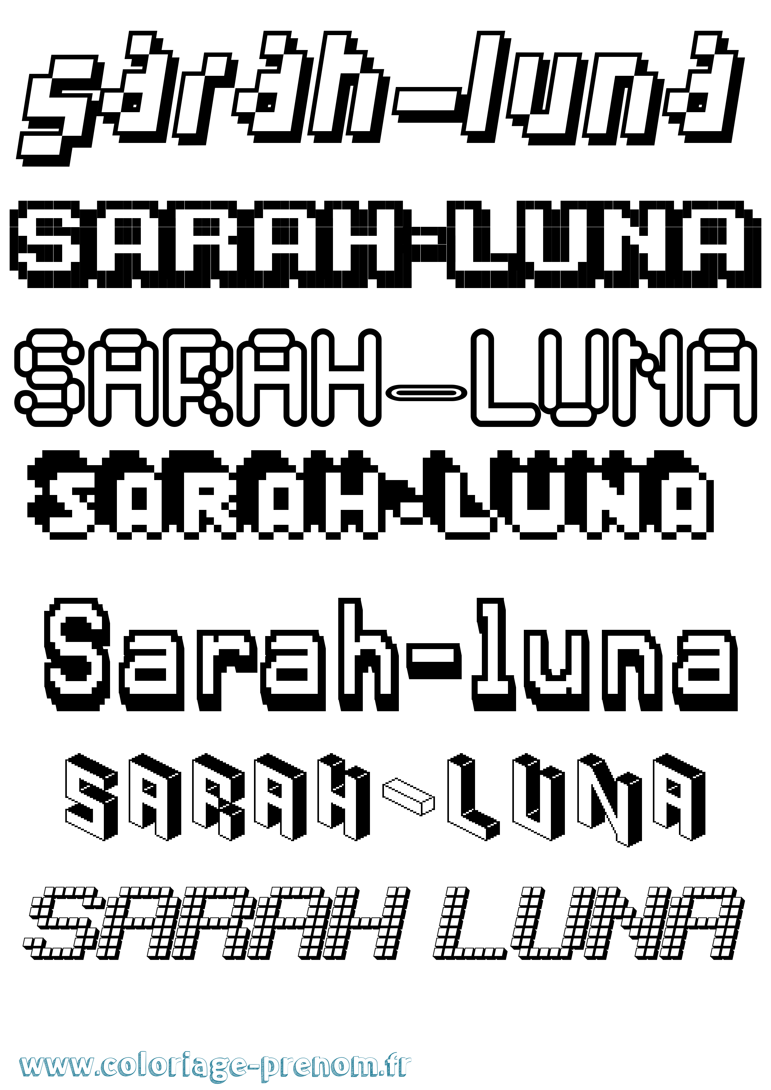 Coloriage Sarah-Luna Pixel Coloriage prénom Sarah-Luna Pixel
