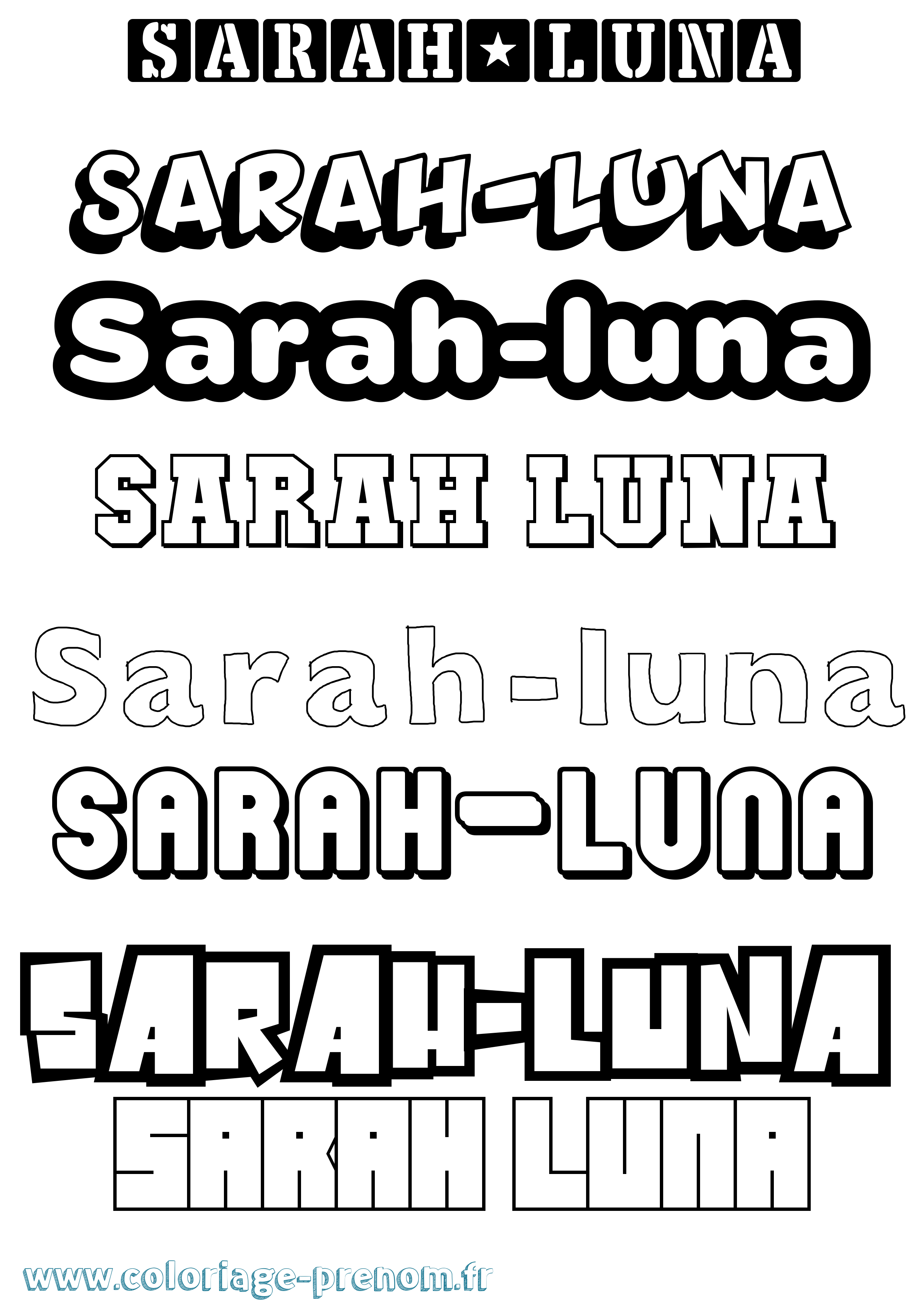 Coloriage Sarah-Luna Simple Coloriage prénom Sarah-Luna Simple