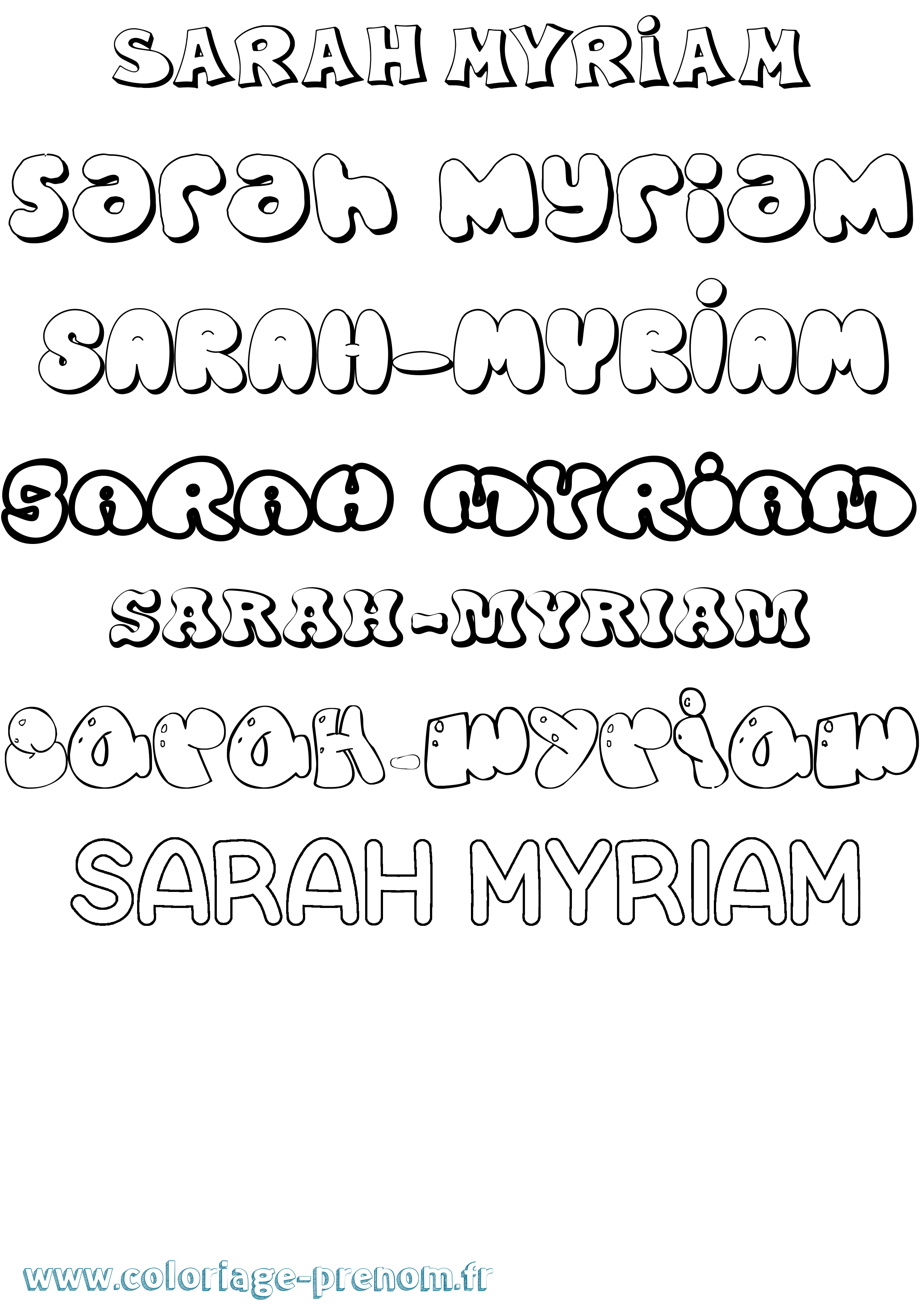 Coloriage Sarah-Myriam Bubble Coloriage prénom Sarah-Myriam Bubble