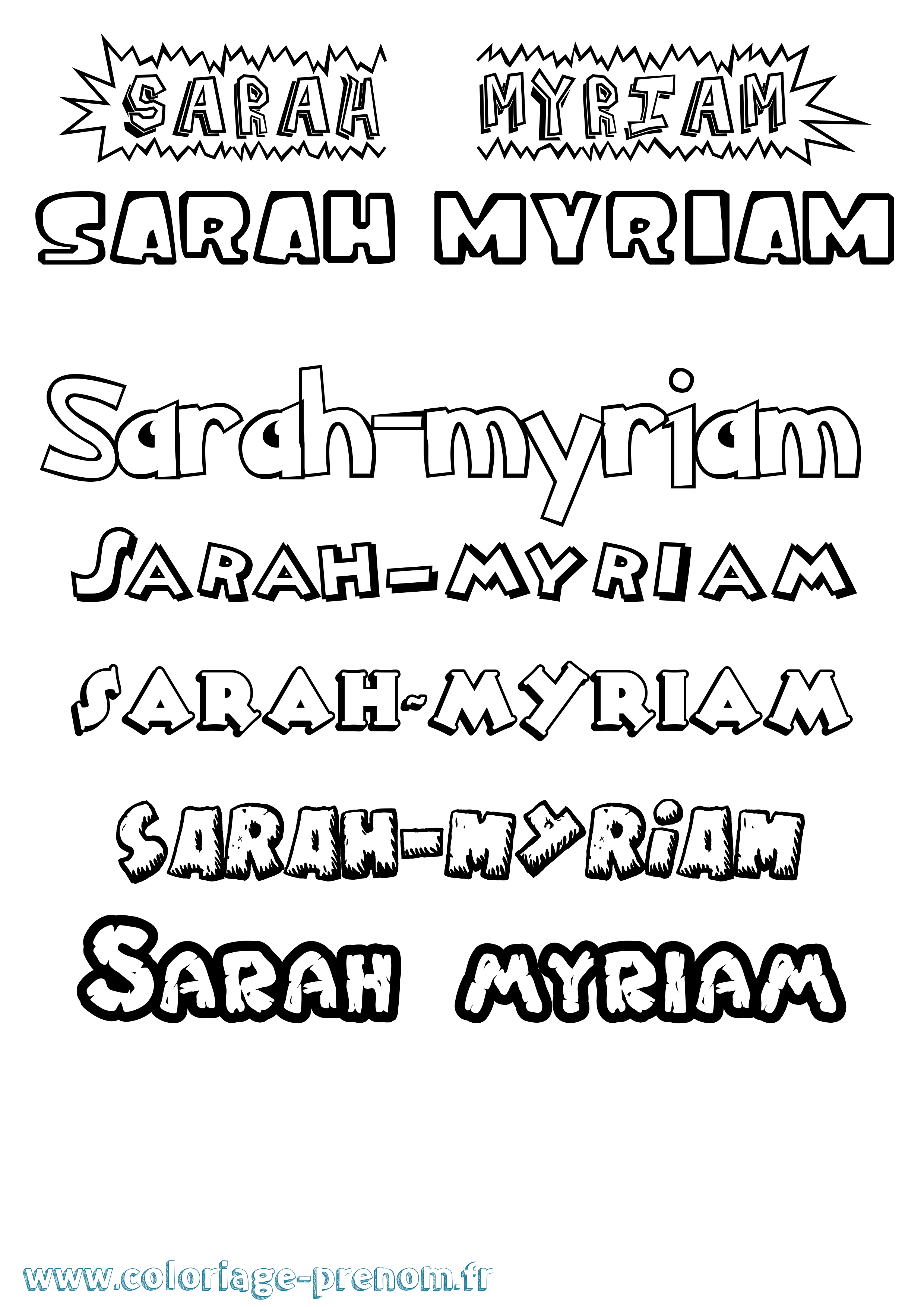 Coloriage Sarah-Myriam Dessin Animé Coloriage prénom Sarah-Myriam Dessin Animé