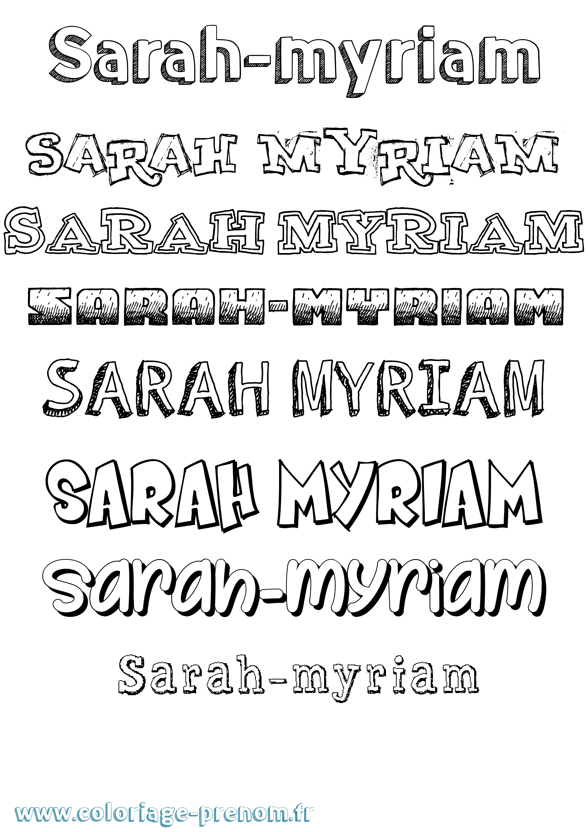Coloriage Sarah-Myriam Dessiné Coloriage prénom Sarah-Myriam Dessiné