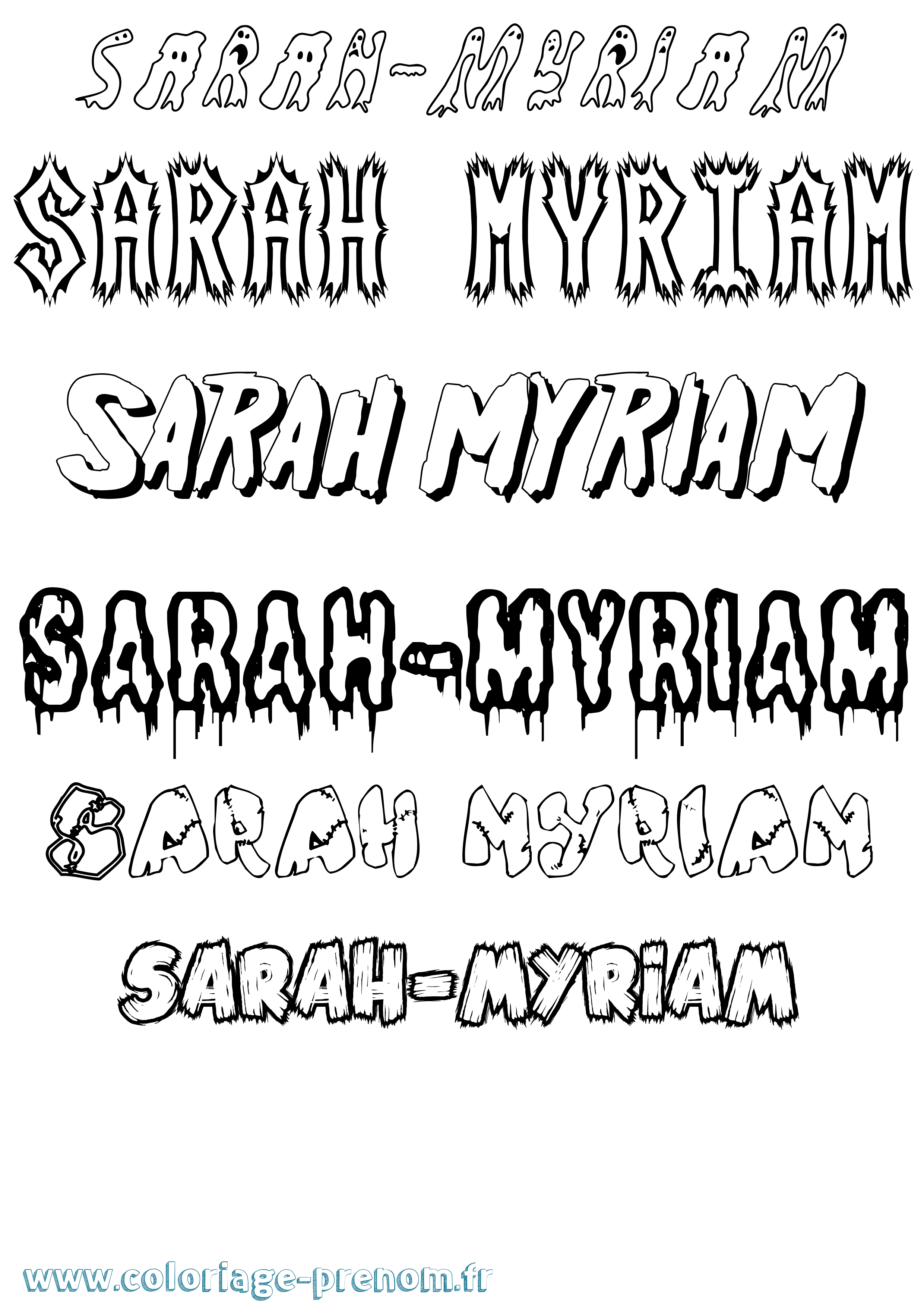 Coloriage Sarah-Myriam Frisson Coloriage prénom Sarah-Myriam Frisson