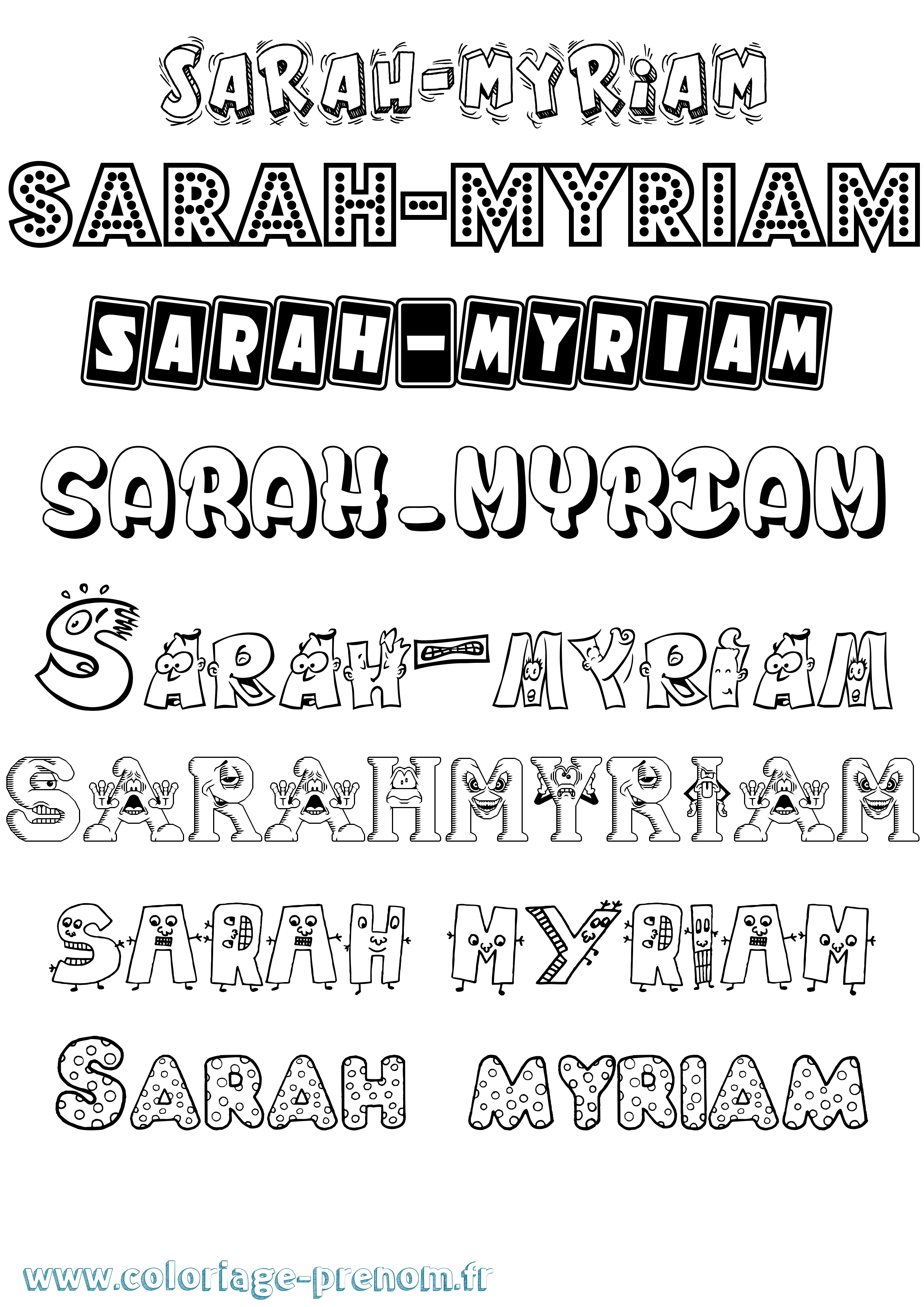 Coloriage Sarah-Myriam Fun Coloriage prénom Sarah-Myriam Fun