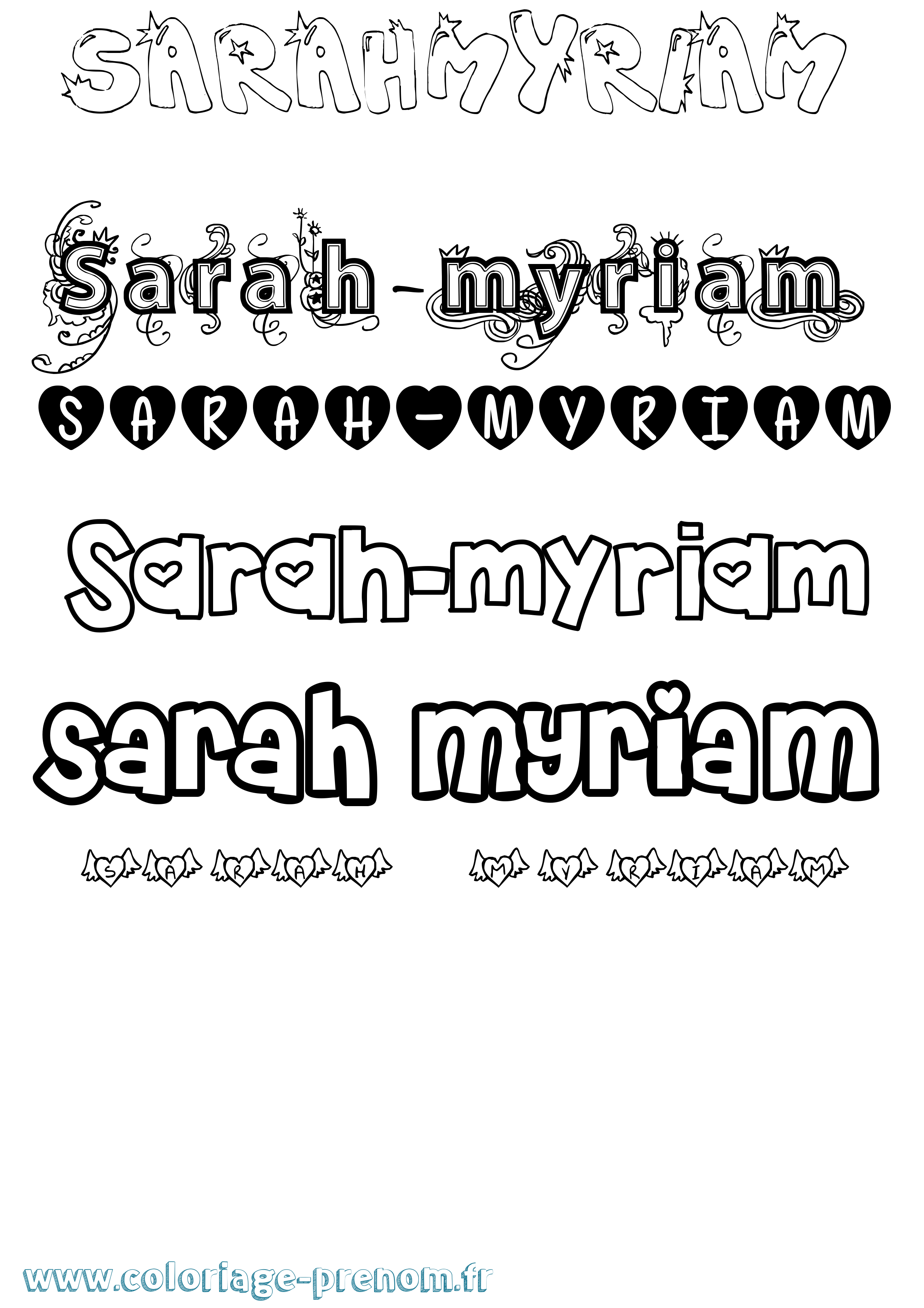 Coloriage Sarah-Myriam Girly Coloriage prénom Sarah-Myriam Girly