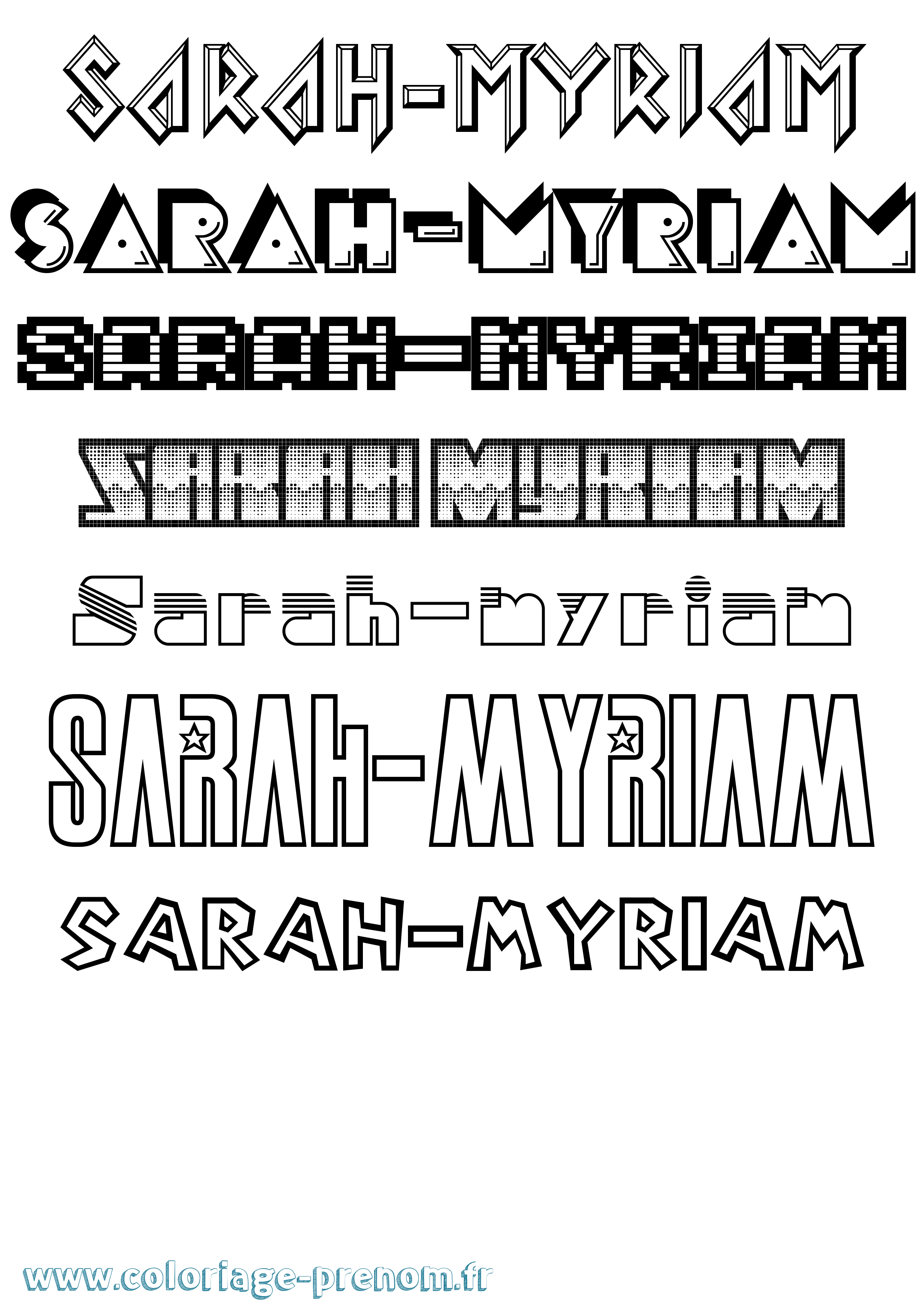 Coloriage Sarah-Myriam Jeux Vidéos Coloriage prénom Sarah-Myriam Jeux Vidéos