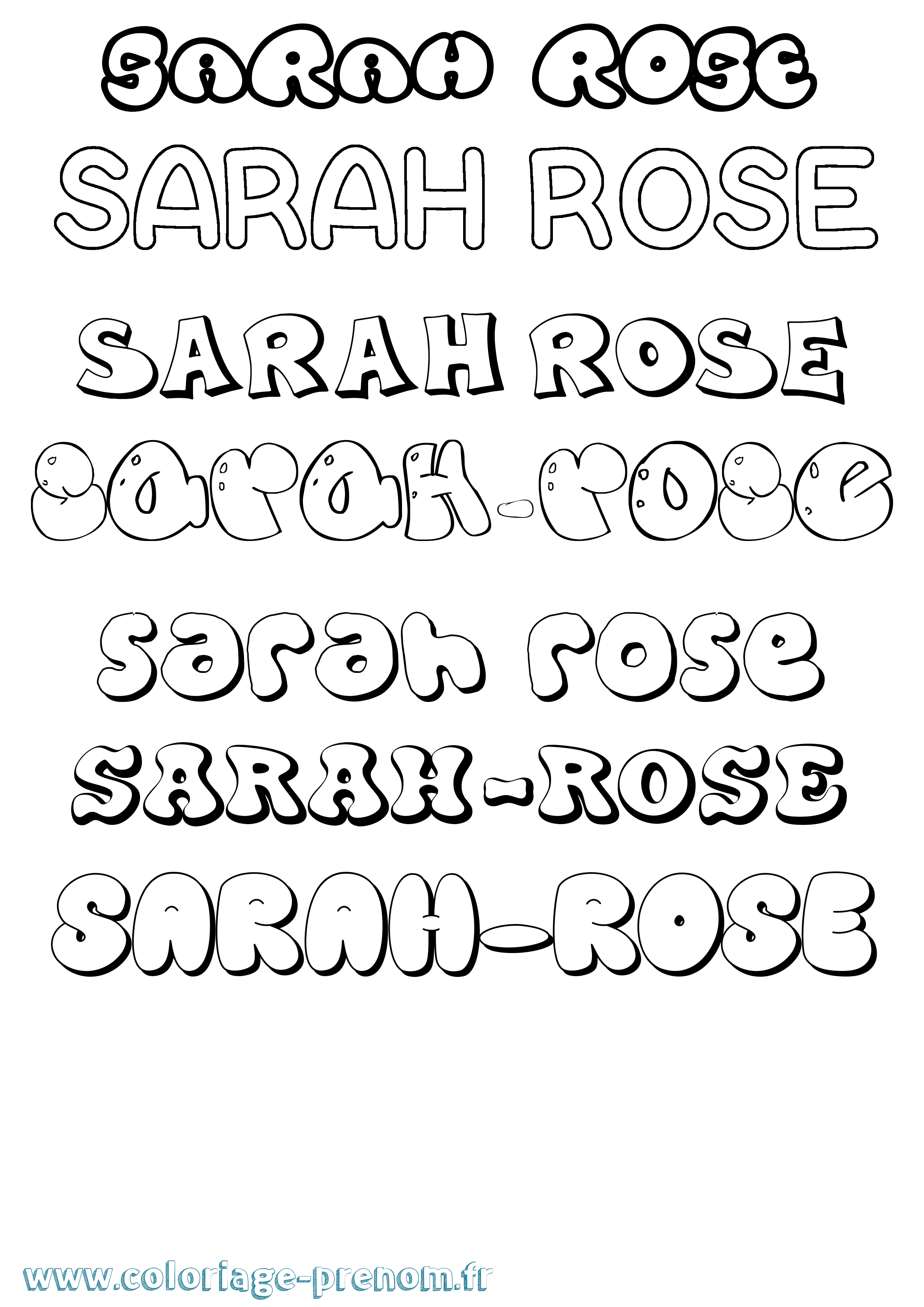 Coloriage Sarah-Rose Bubble Coloriage prénom Sarah-Rose Bubble