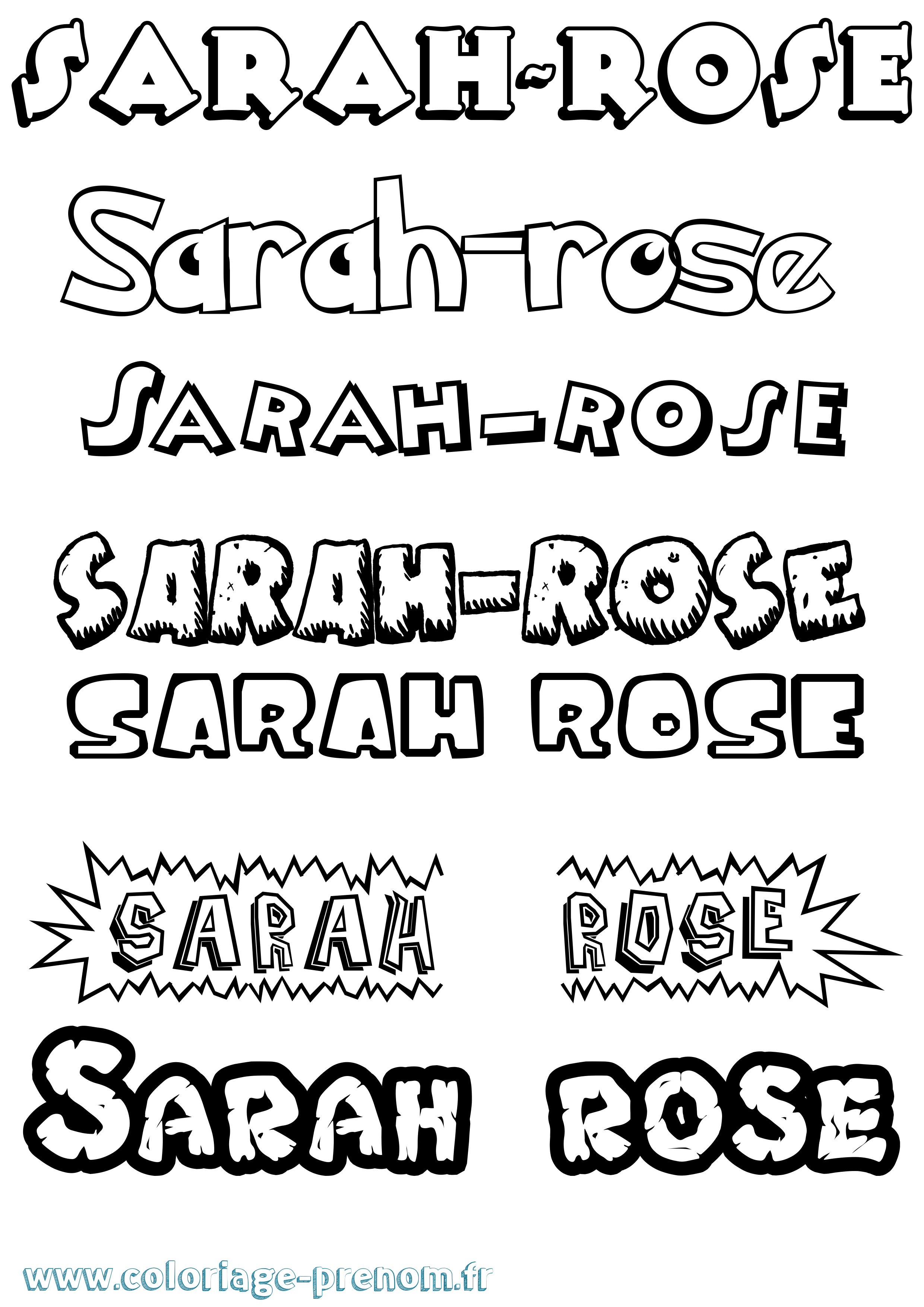 Coloriage Sarah-Rose Dessin Animé Coloriage prénom Sarah-Rose Dessin Animé