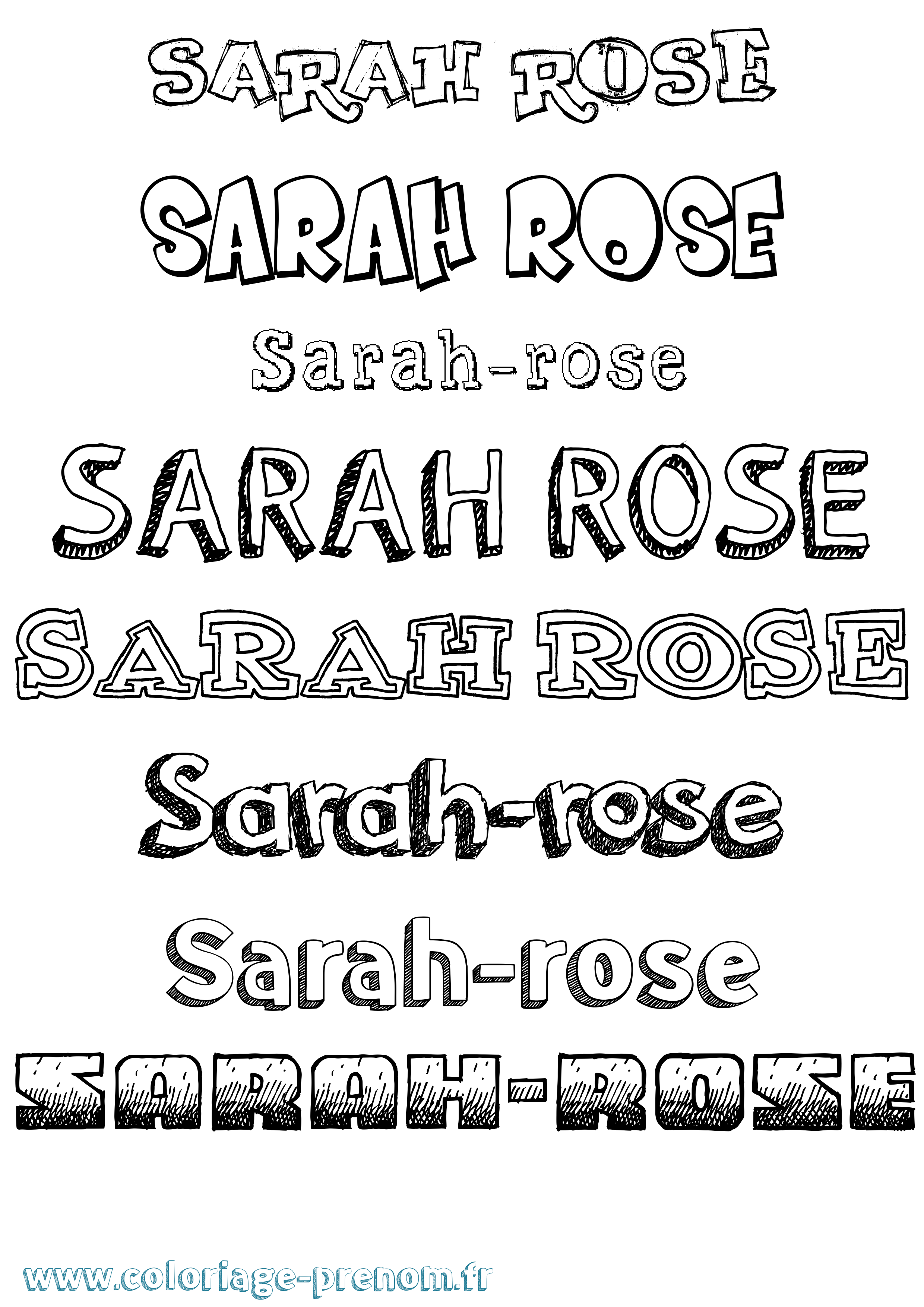 Coloriage Sarah-Rose Dessiné Coloriage prénom Sarah-Rose Dessiné