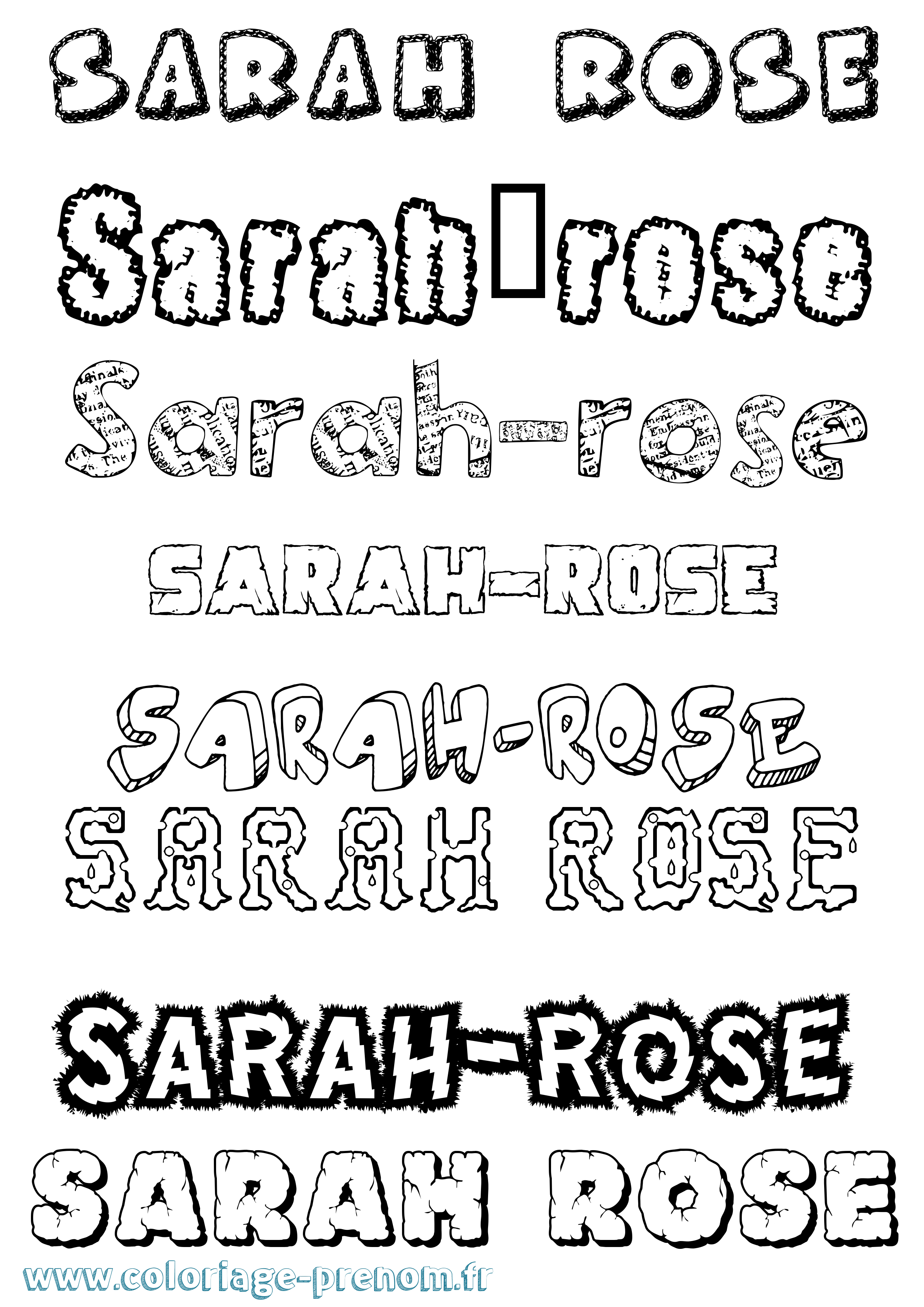 Coloriage Sarah-Rose Destructuré Coloriage prénom Sarah-Rose Destructuré