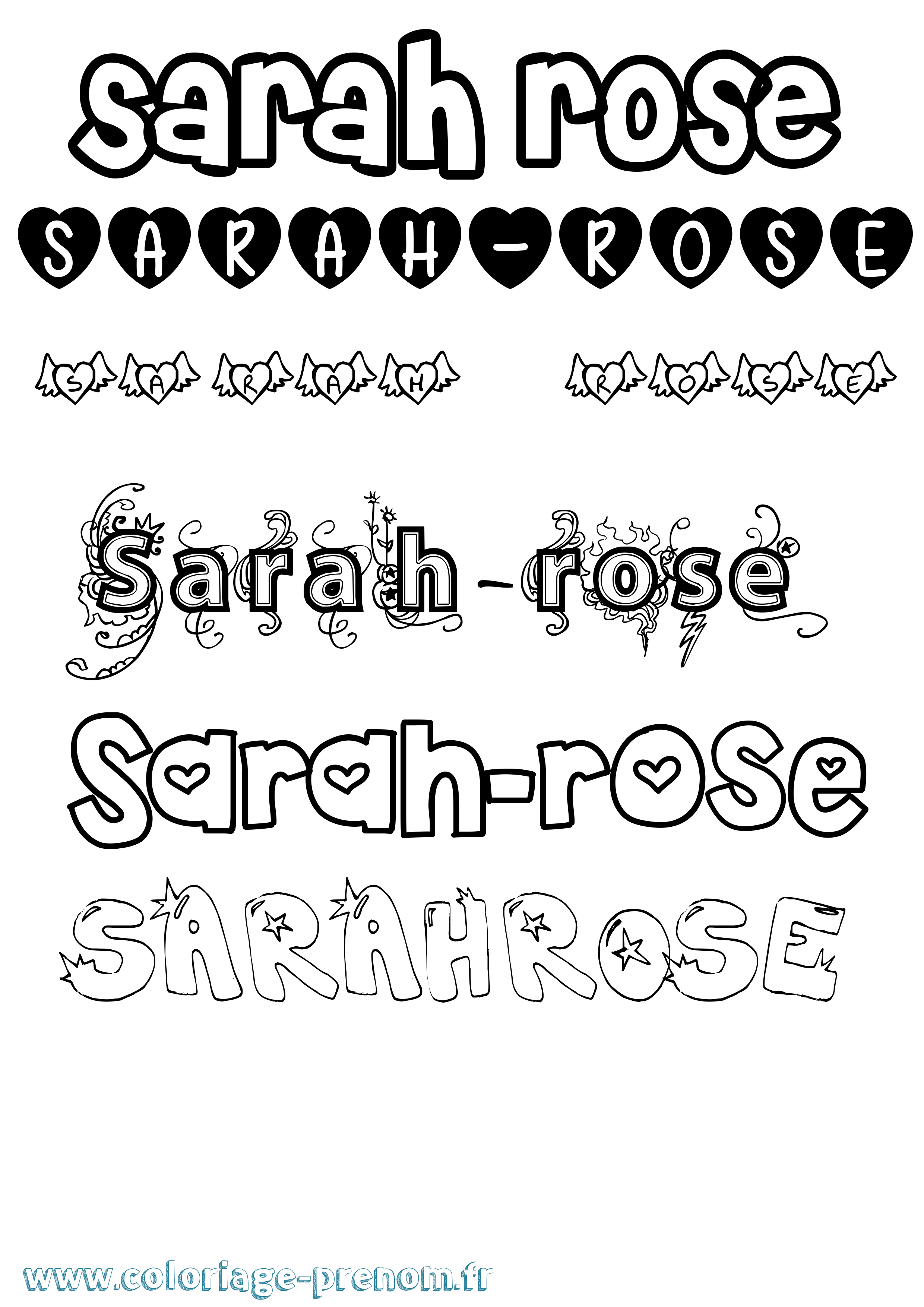 Coloriage Sarah-Rose Girly Coloriage prénom Sarah-Rose Girly