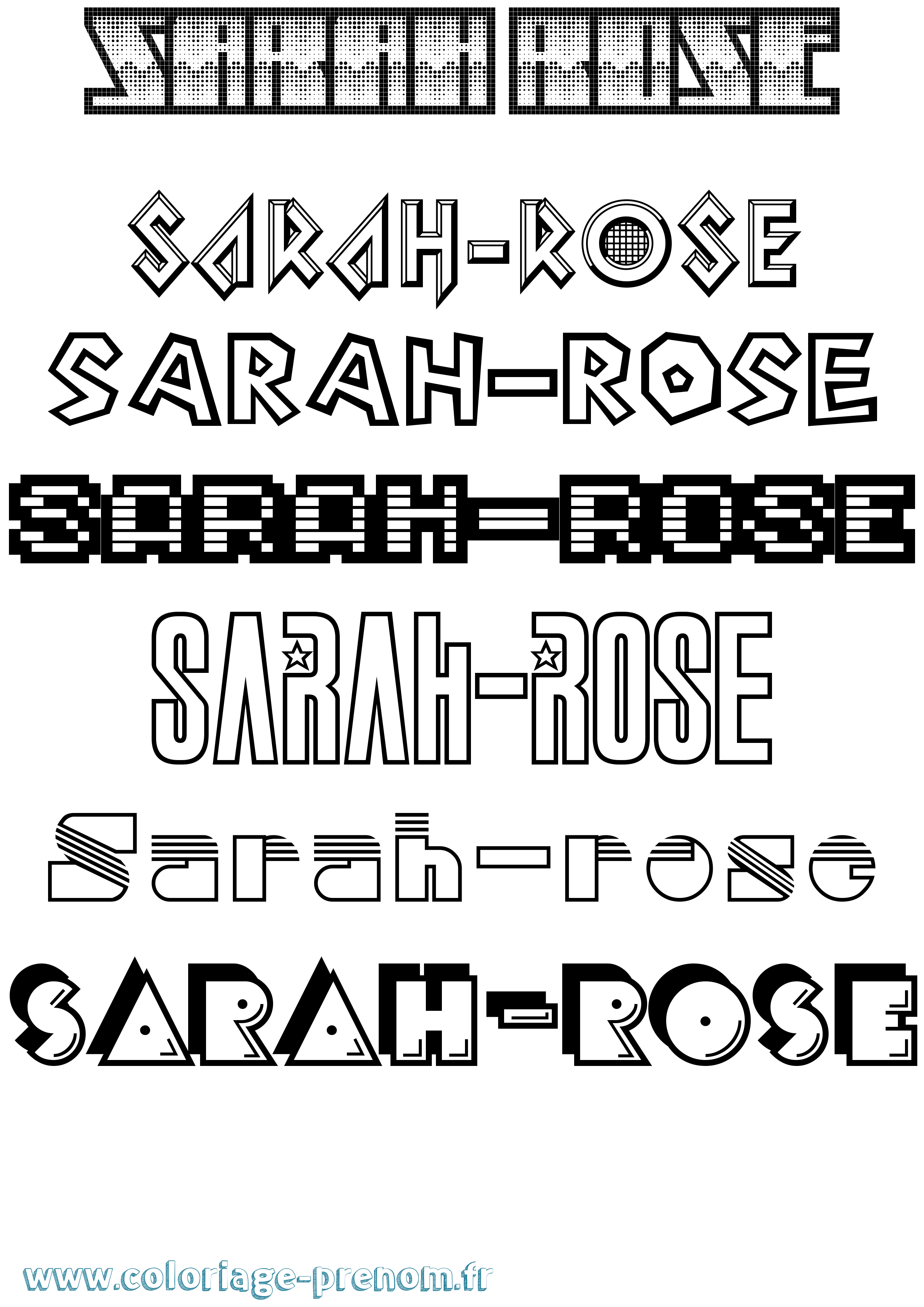 Coloriage Sarah-Rose Jeux Vidéos Coloriage prénom Sarah-Rose Jeux Vidéos