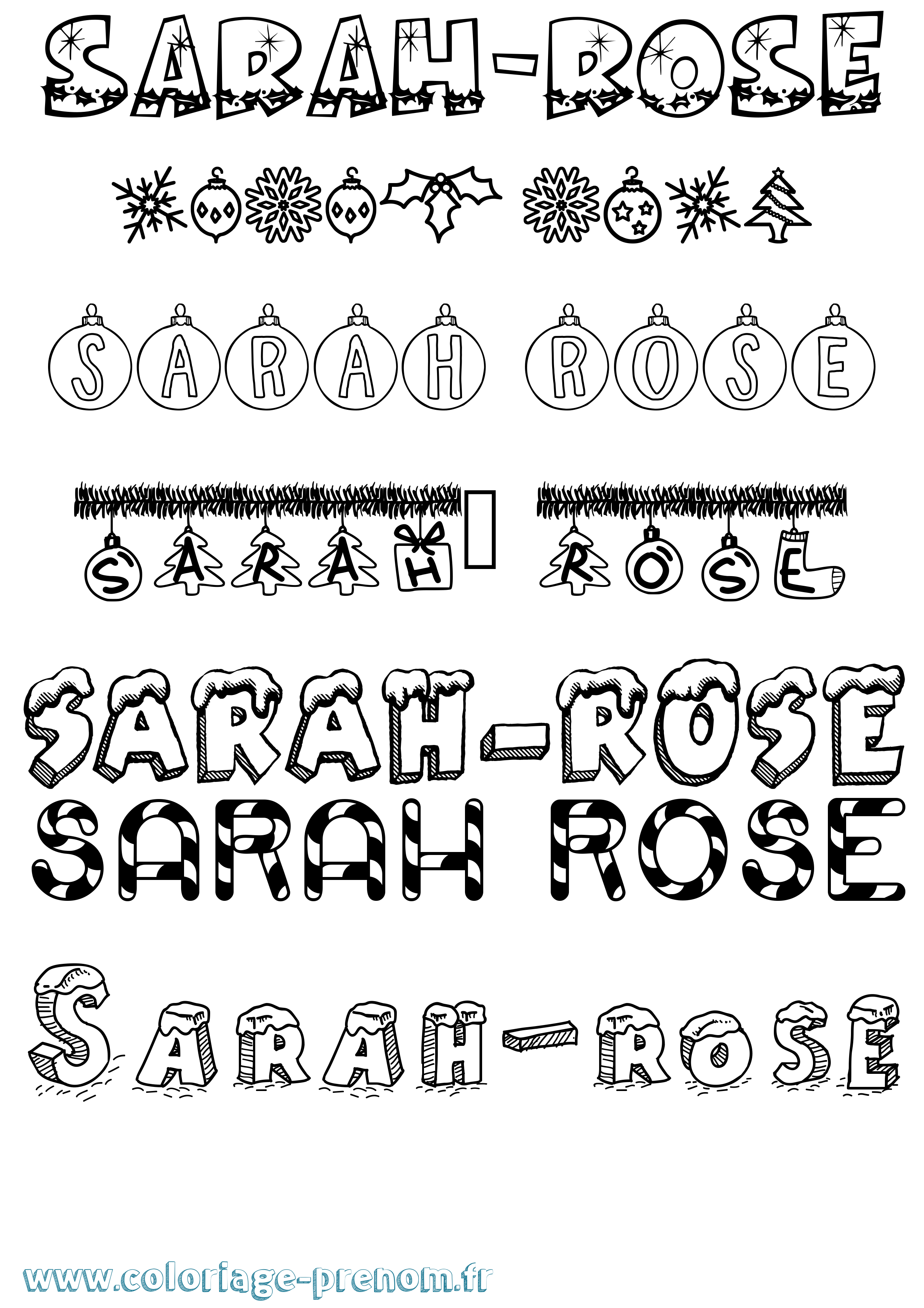 Coloriage Sarah-Rose Noël Coloriage prénom Sarah-Rose Noël