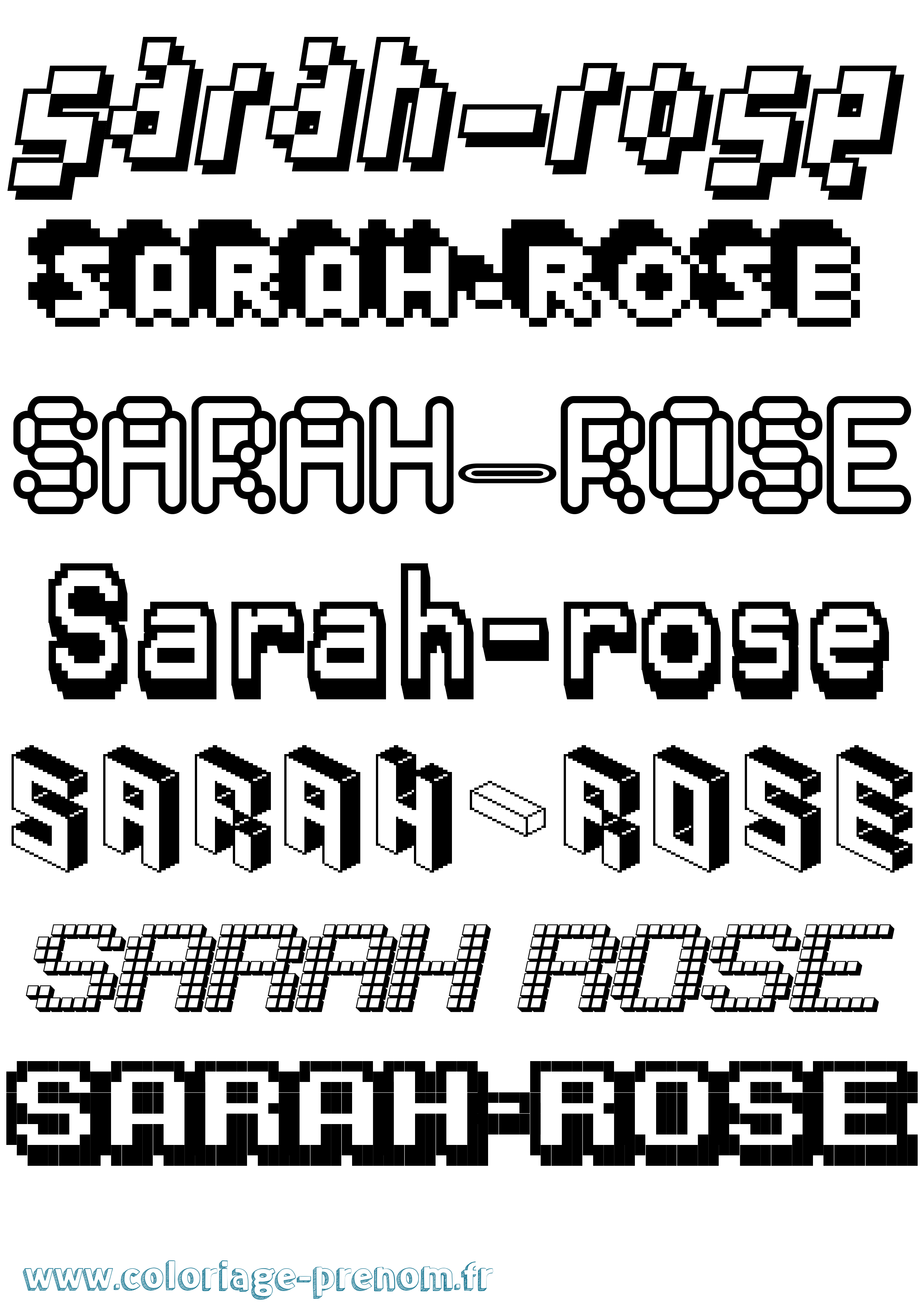 Coloriage Sarah-Rose Pixel Coloriage prénom Sarah-Rose Pixel
