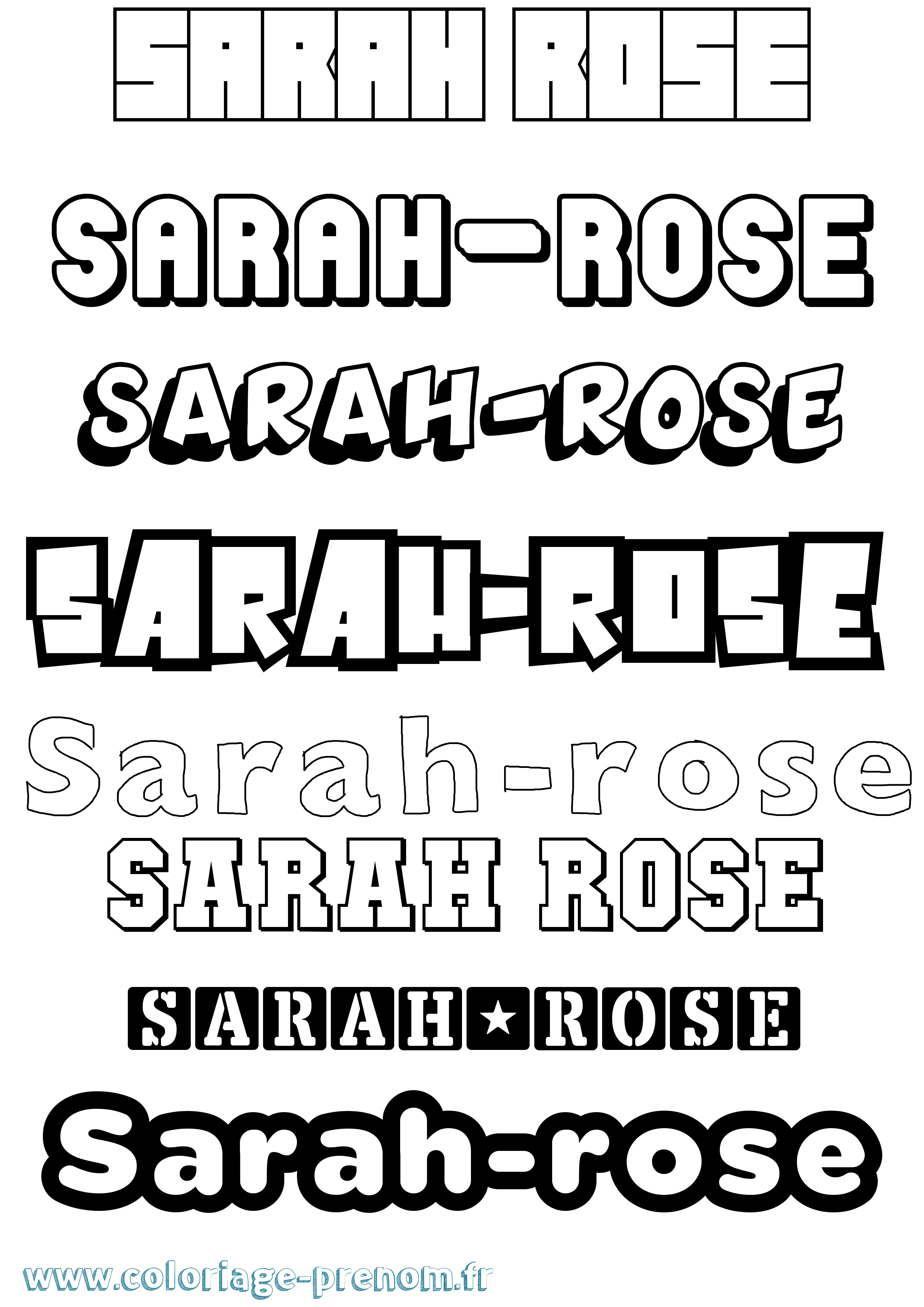 Coloriage Sarah-Rose Simple Coloriage prénom Sarah-Rose Simple