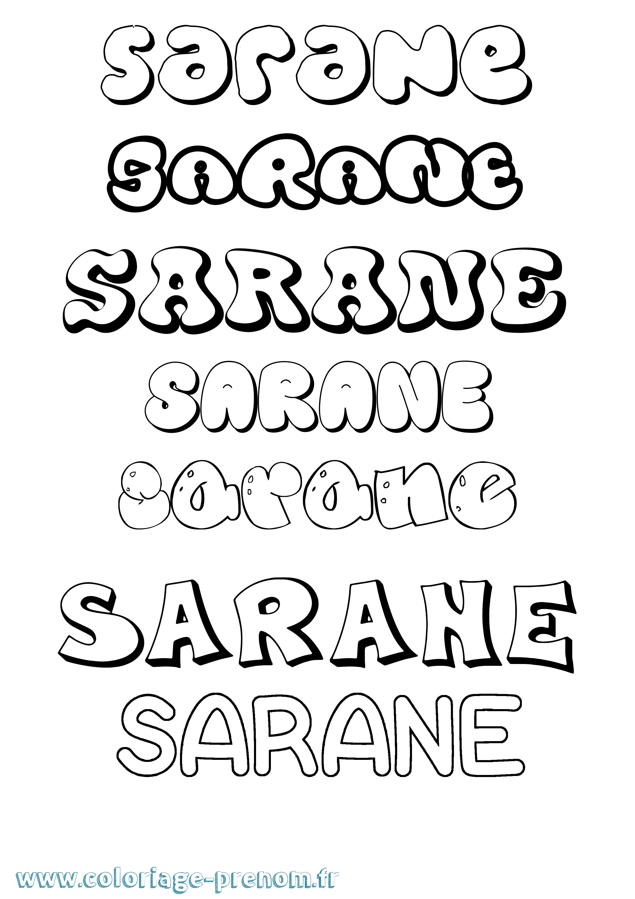 Coloriage Sarane Bubble Coloriage prénom Sarane Bubble