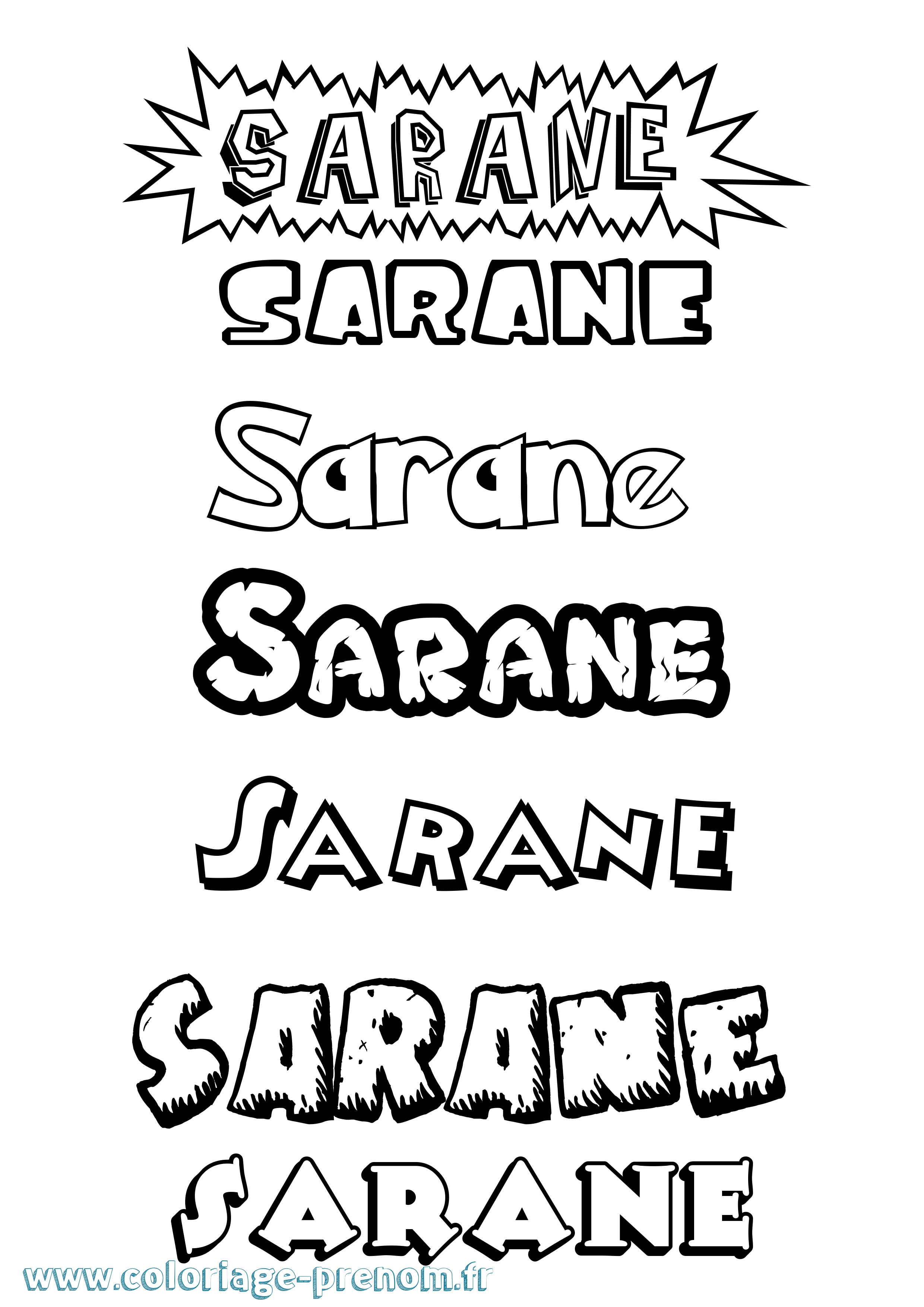 Coloriage Sarane Dessin Animé Coloriage prénom Sarane Dessin Animé