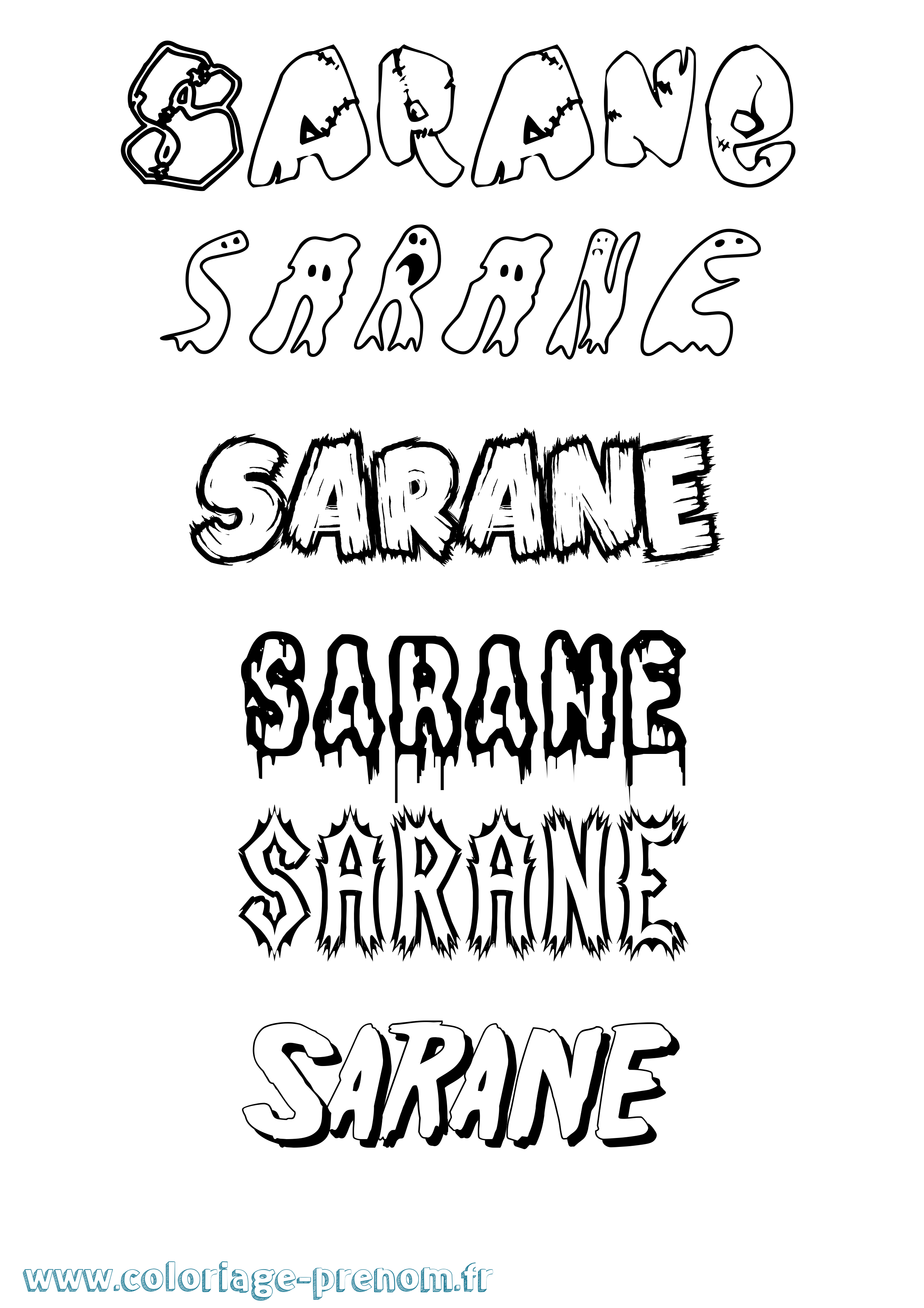 Coloriage Sarane Frisson Coloriage prénom Sarane Frisson