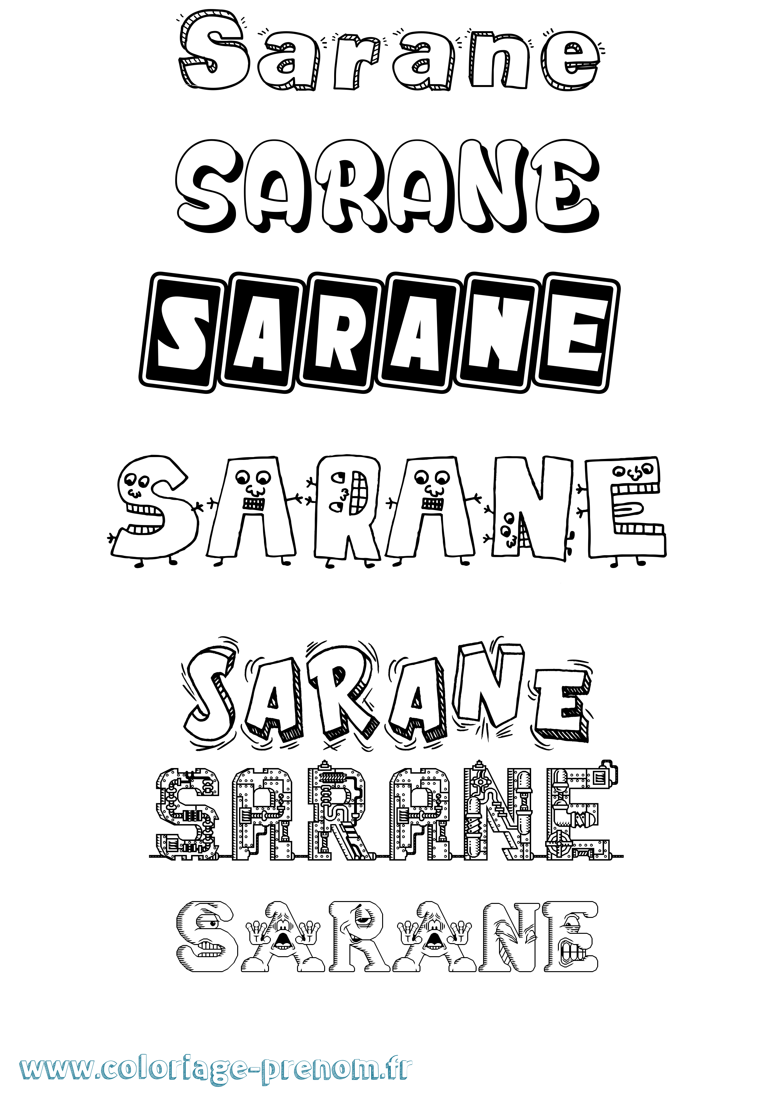 Coloriage Sarane Fun Coloriage prénom Sarane Fun